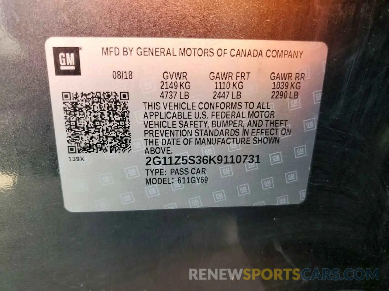 14 Photograph of a damaged car 2G11Z5S36K9110731 CHEVROLET IMPALA 2019