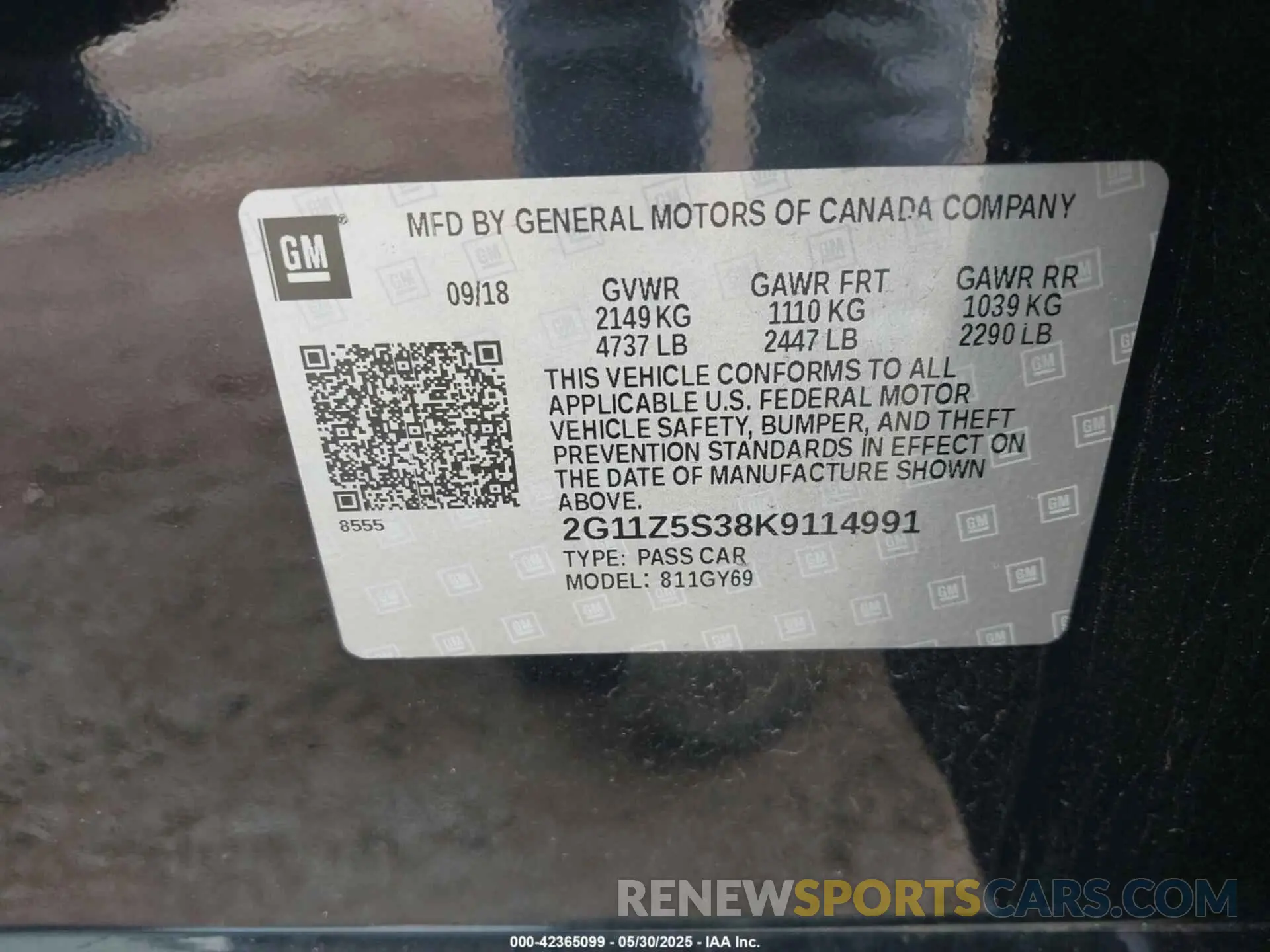 9 Photograph of a damaged car 2G11Z5S38K9114991 CHEVROLET IMPALA 2019