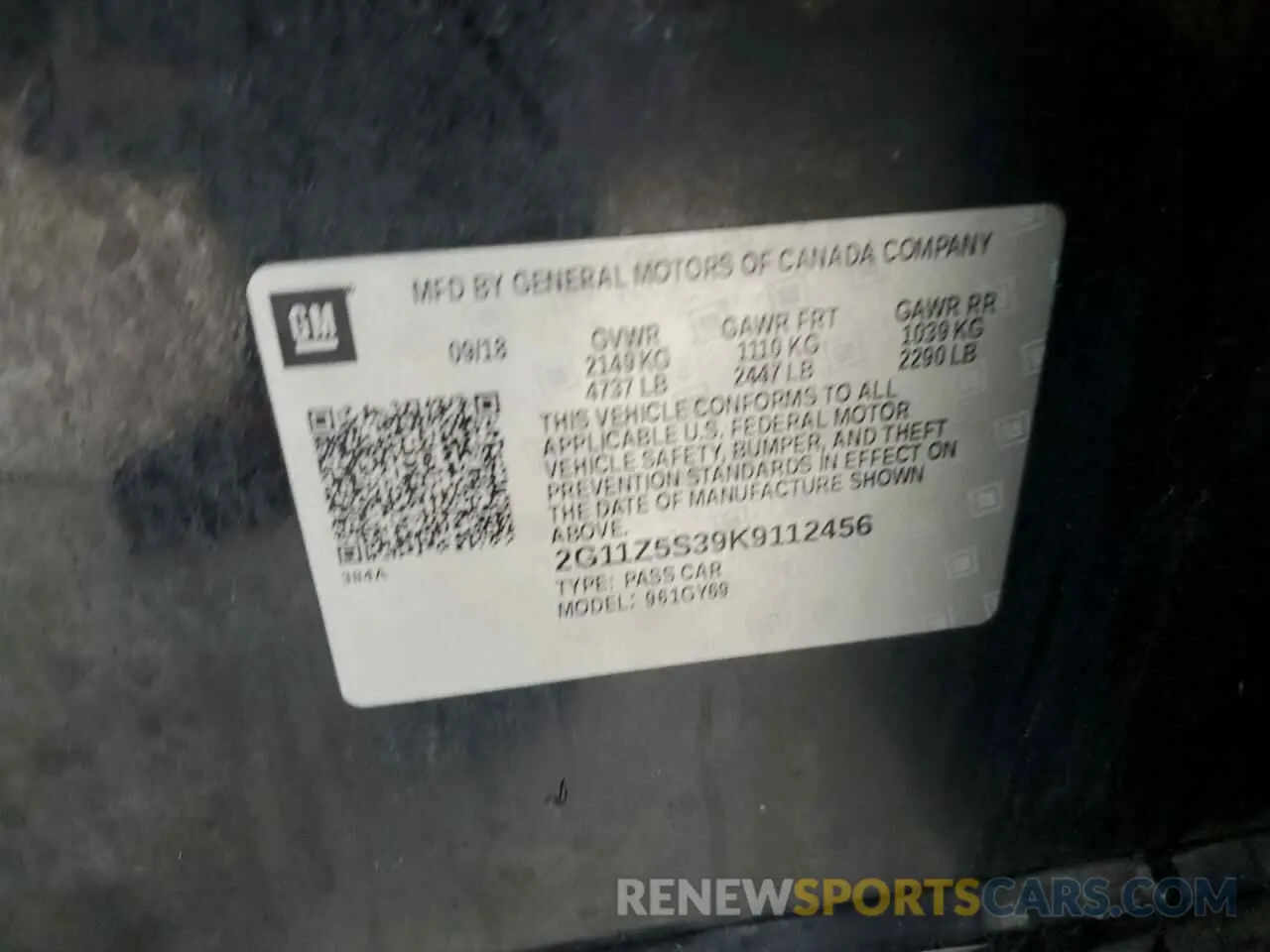 13 Photograph of a damaged car 2G11Z5S39K9112456 CHEVROLET IMPALA 2019