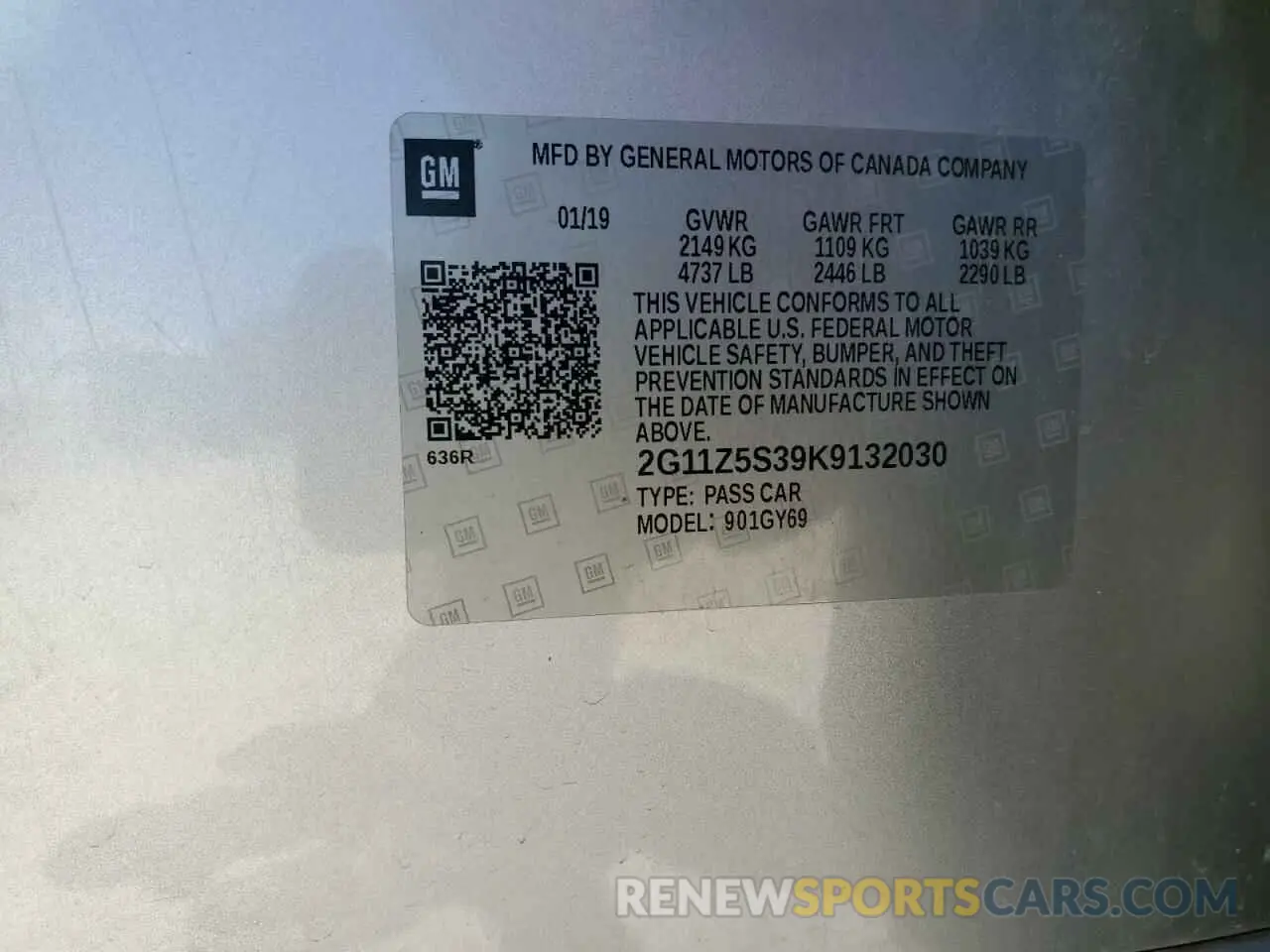 13 Photograph of a damaged car 2G11Z5S39K9132030 CHEVROLET IMPALA 2019