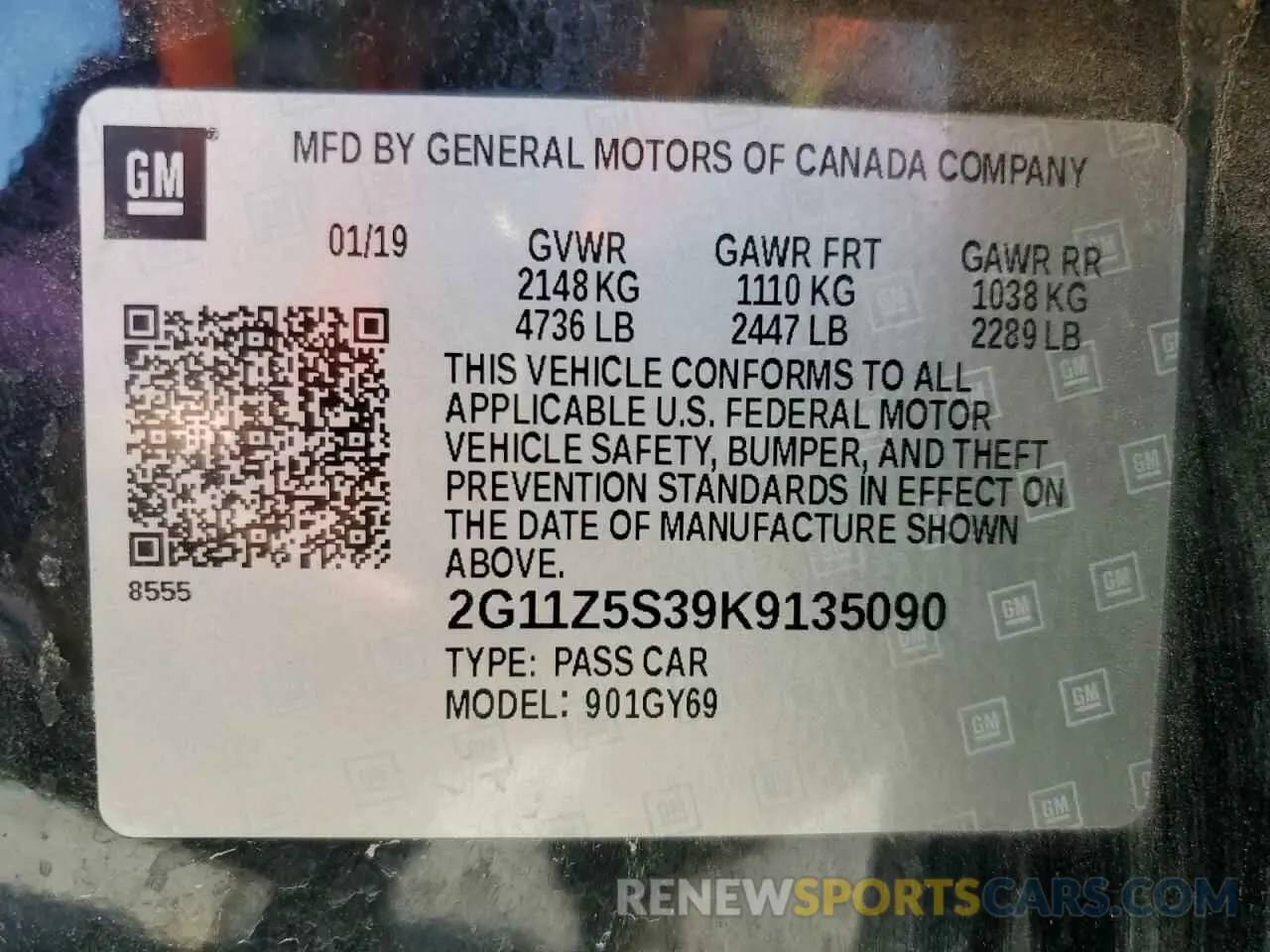 12 Photograph of a damaged car 2G11Z5S39K9135090 CHEVROLET IMPALA 2019