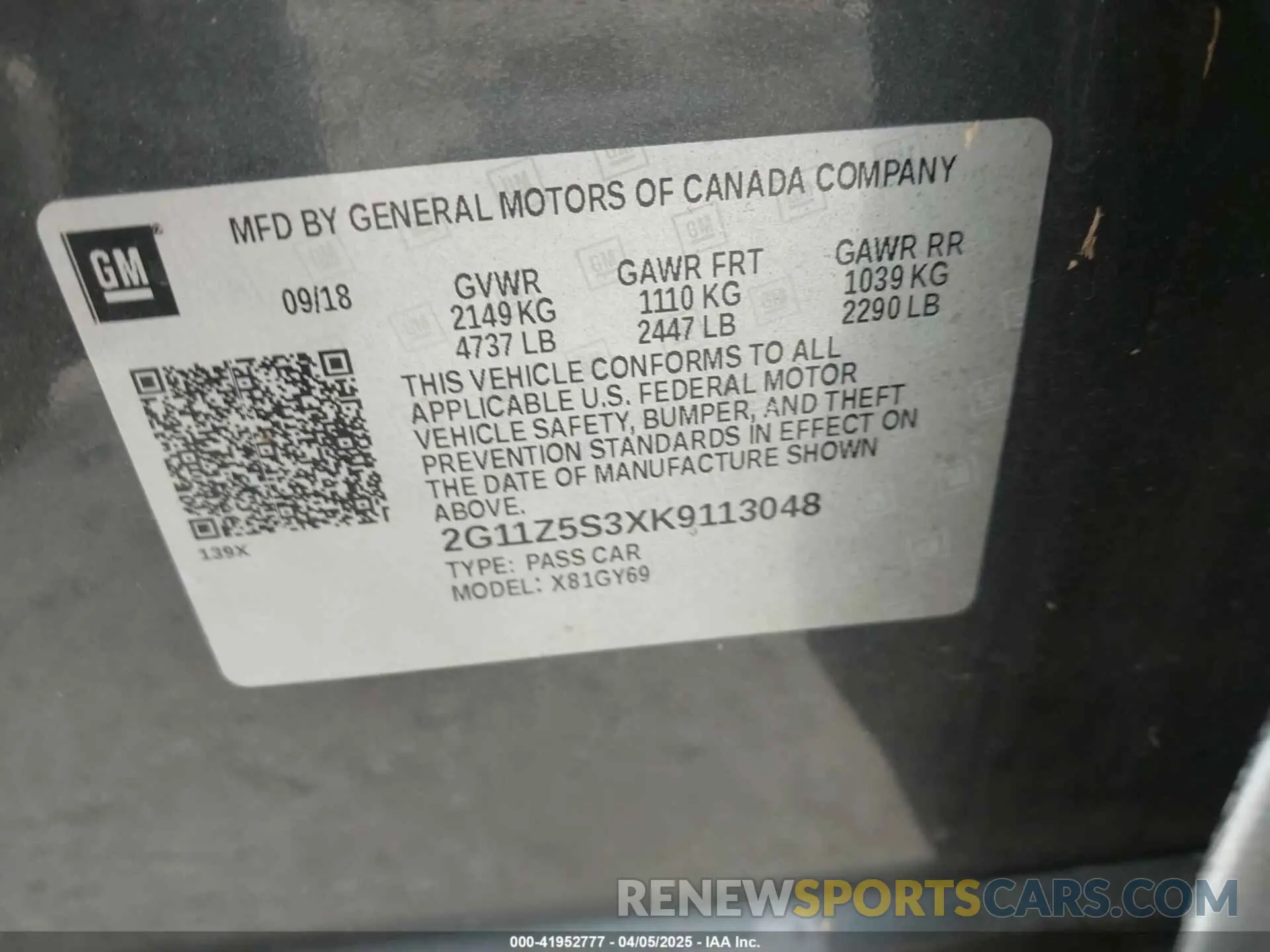 9 Photograph of a damaged car 2G11Z5S3XK9113048 CHEVROLET IMPALA 2019