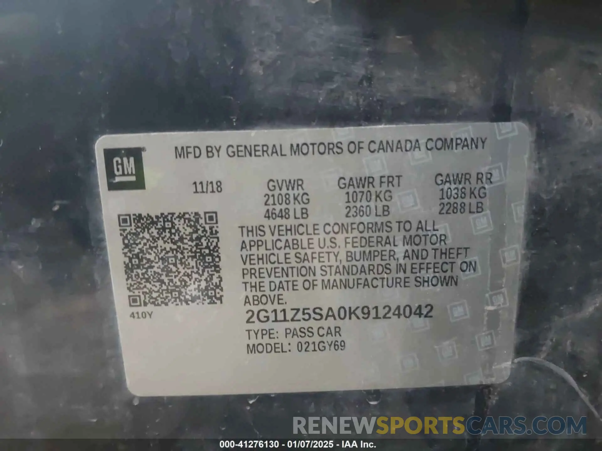 9 Photograph of a damaged car 2G11Z5SA0K9124042 CHEVROLET IMPALA 2019