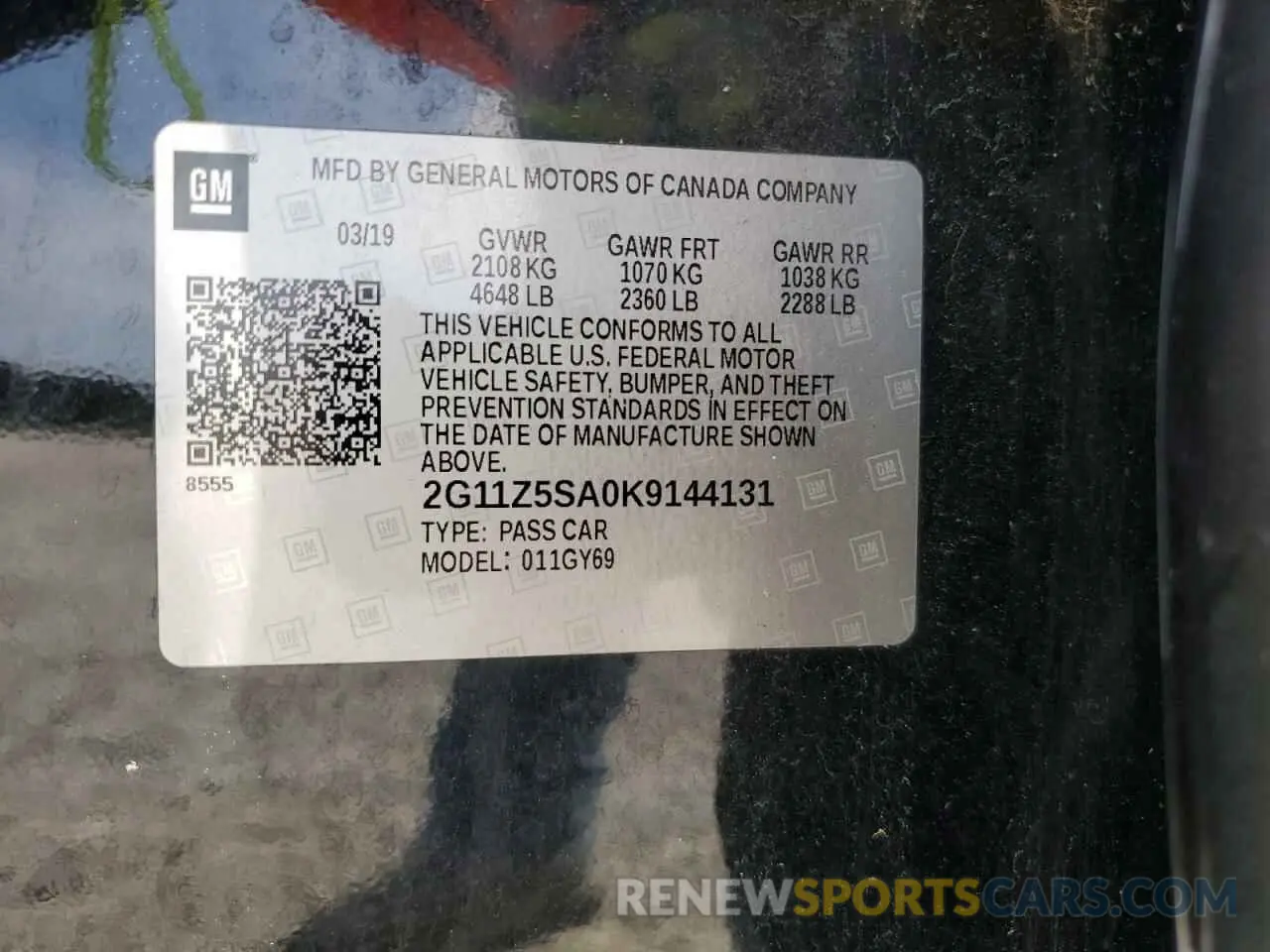 12 Photograph of a damaged car 2G11Z5SA0K9144131 CHEVROLET IMPALA 2019