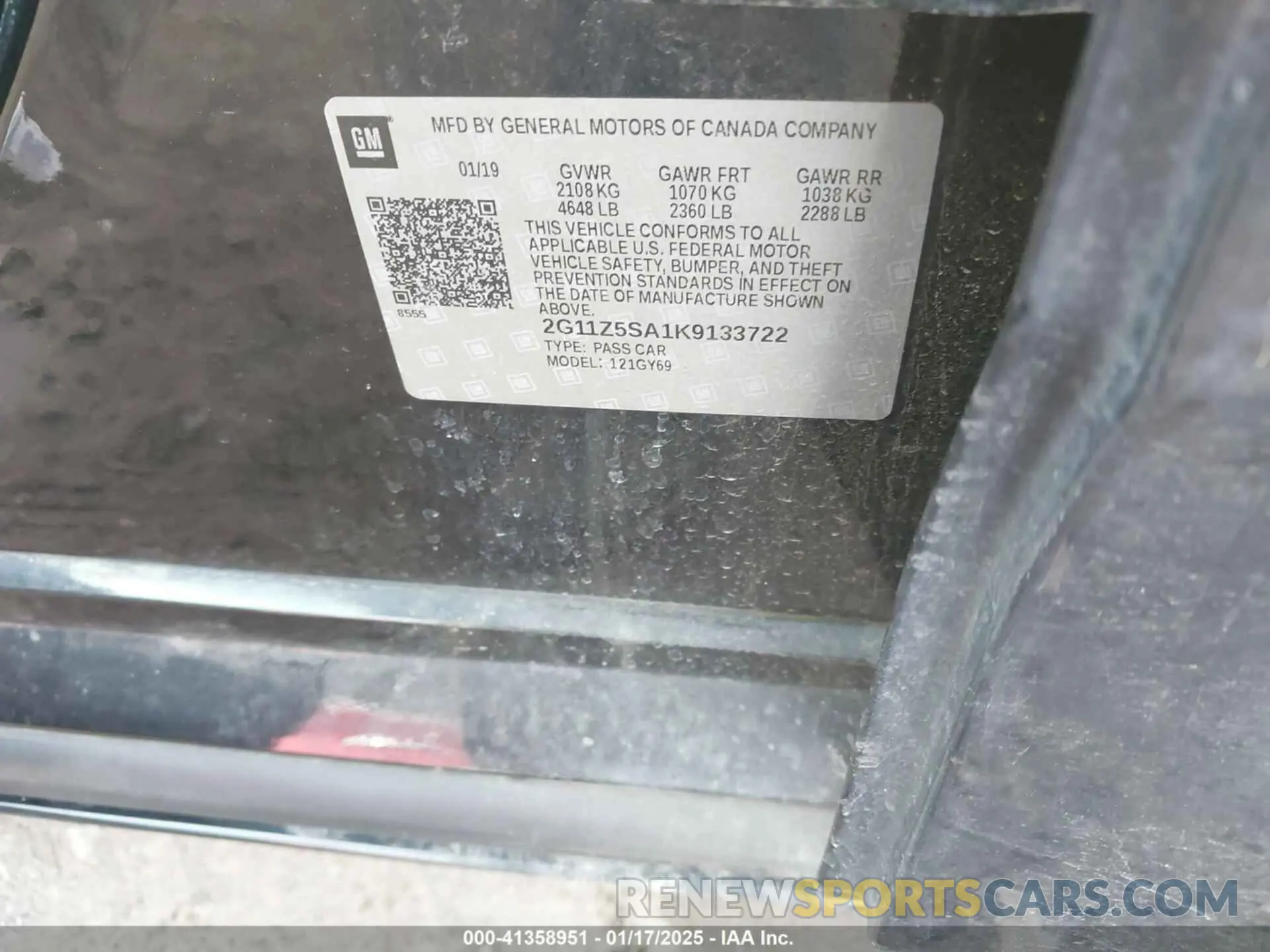 9 Photograph of a damaged car 2G11Z5SA1K9133722 CHEVROLET IMPALA 2019