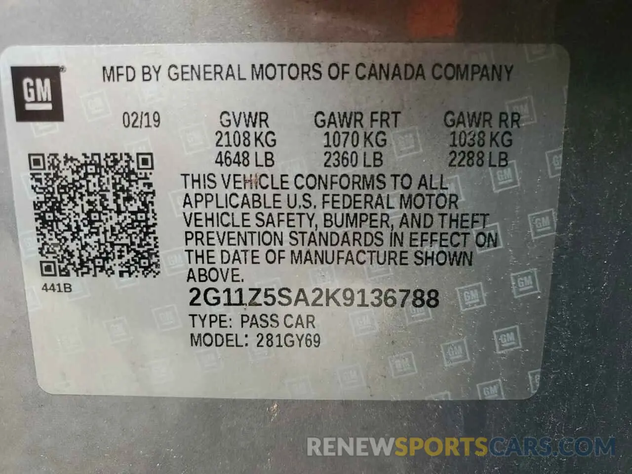 13 Photograph of a damaged car 2G11Z5SA2K9136788 CHEVROLET IMPALA 2019