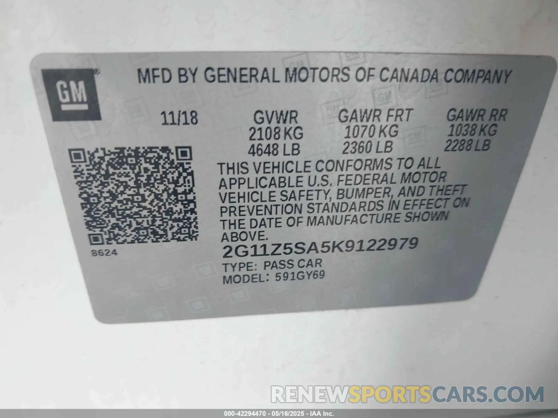 9 Photograph of a damaged car 2G11Z5SA5K9122979 CHEVROLET IMPALA 2019
