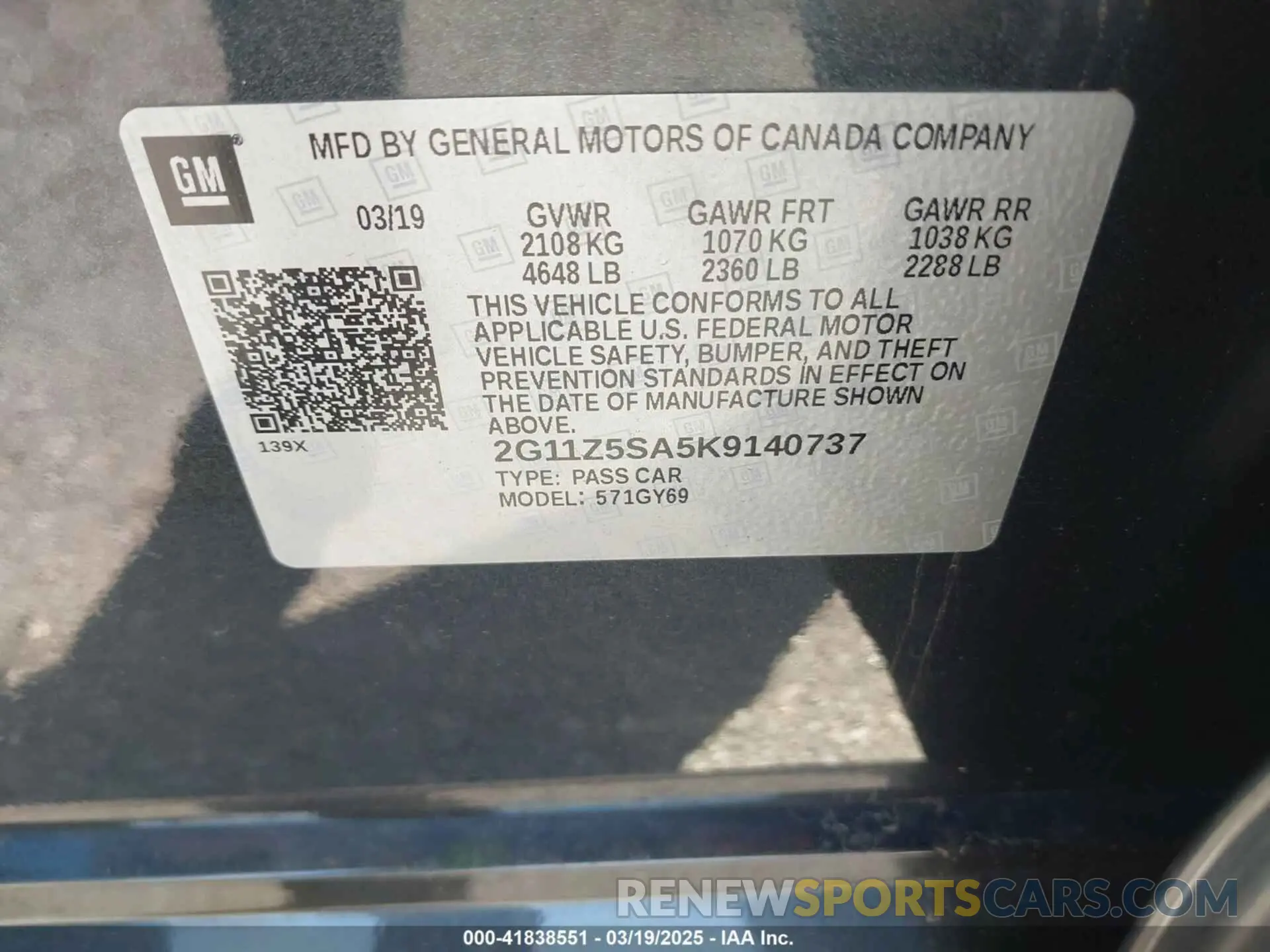 9 Photograph of a damaged car 2G11Z5SA5K9140737 CHEVROLET IMPALA 2019