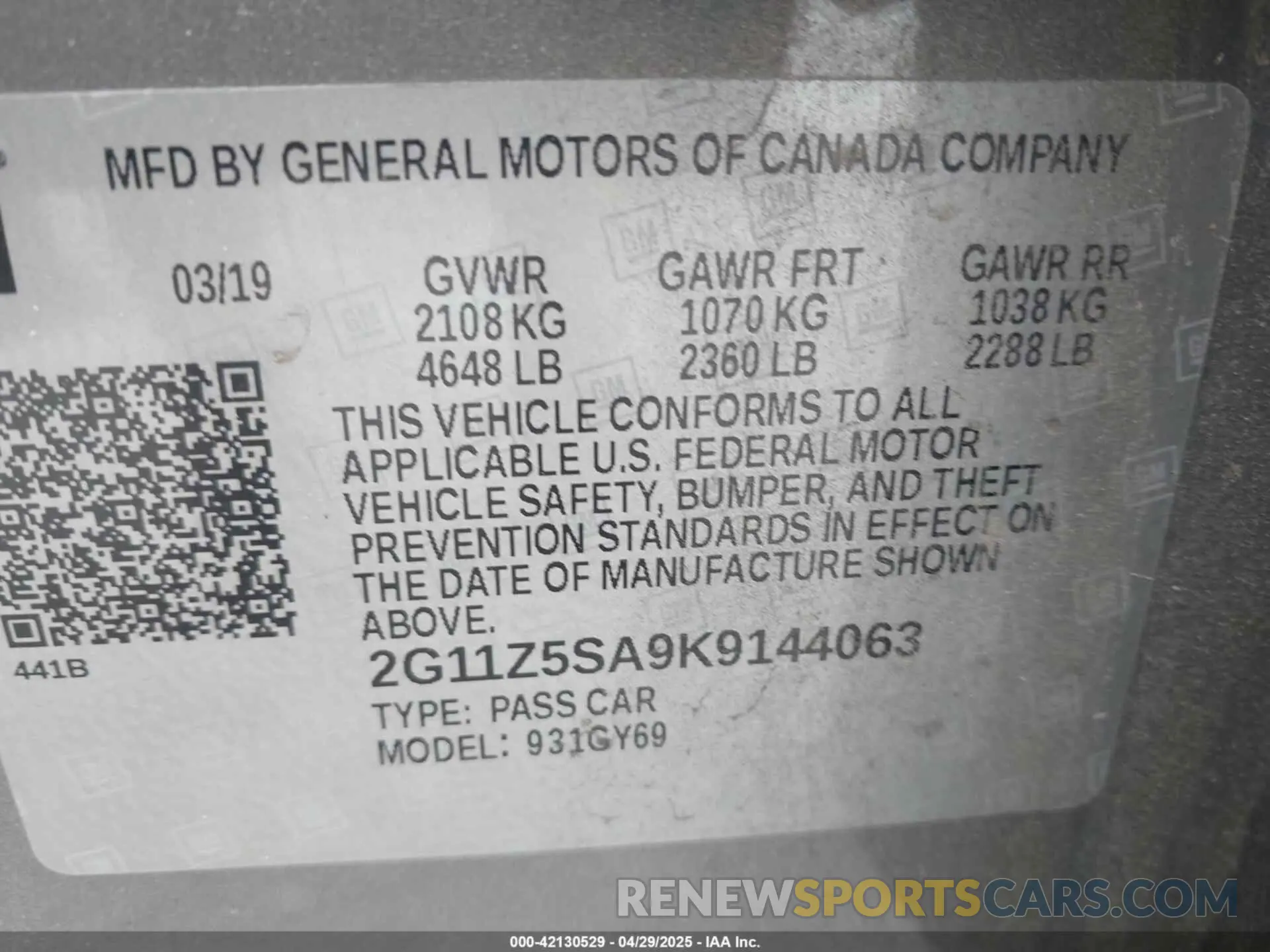 9 Photograph of a damaged car 2G11Z5SA9K9144063 CHEVROLET IMPALA 2019