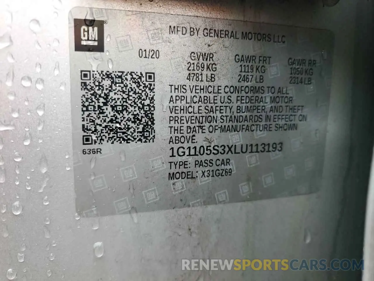 13 Photograph of a damaged car 1G1105S3XLU113193 CHEVROLET IMPALA 2020