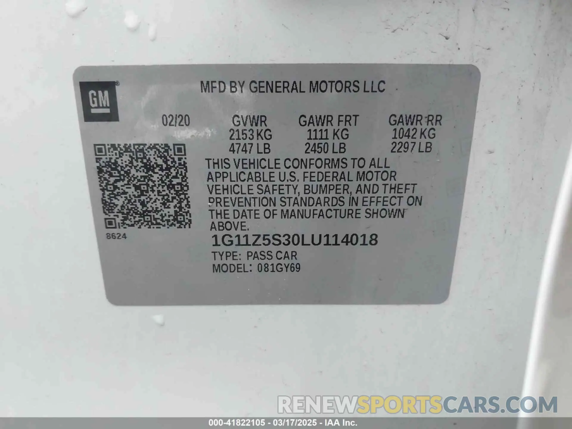 9 Photograph of a damaged car 1G11Z5S30LU114018 CHEVROLET IMPALA 2020