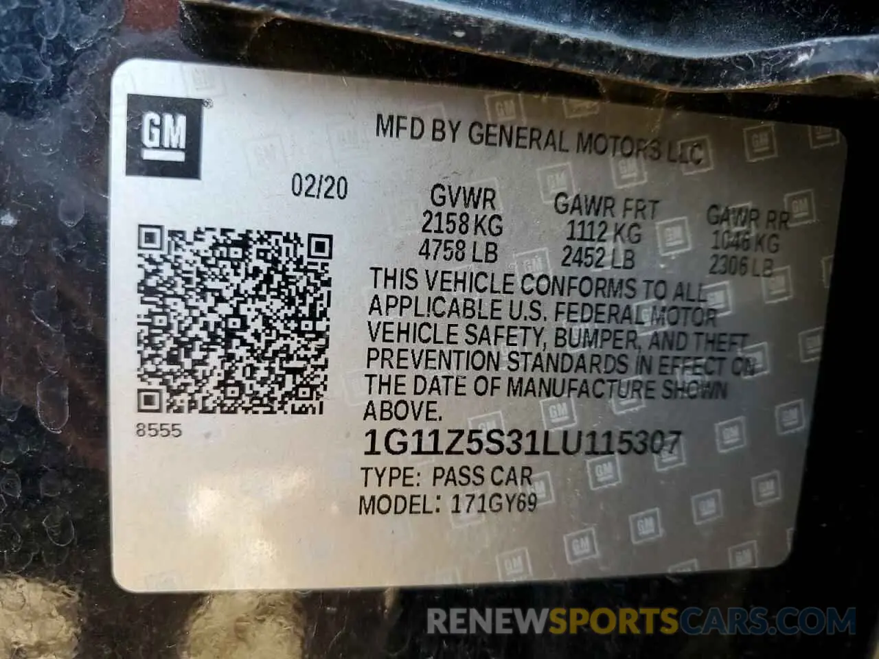 12 Photograph of a damaged car 1G11Z5S31LU115307 CHEVROLET IMPALA 2020