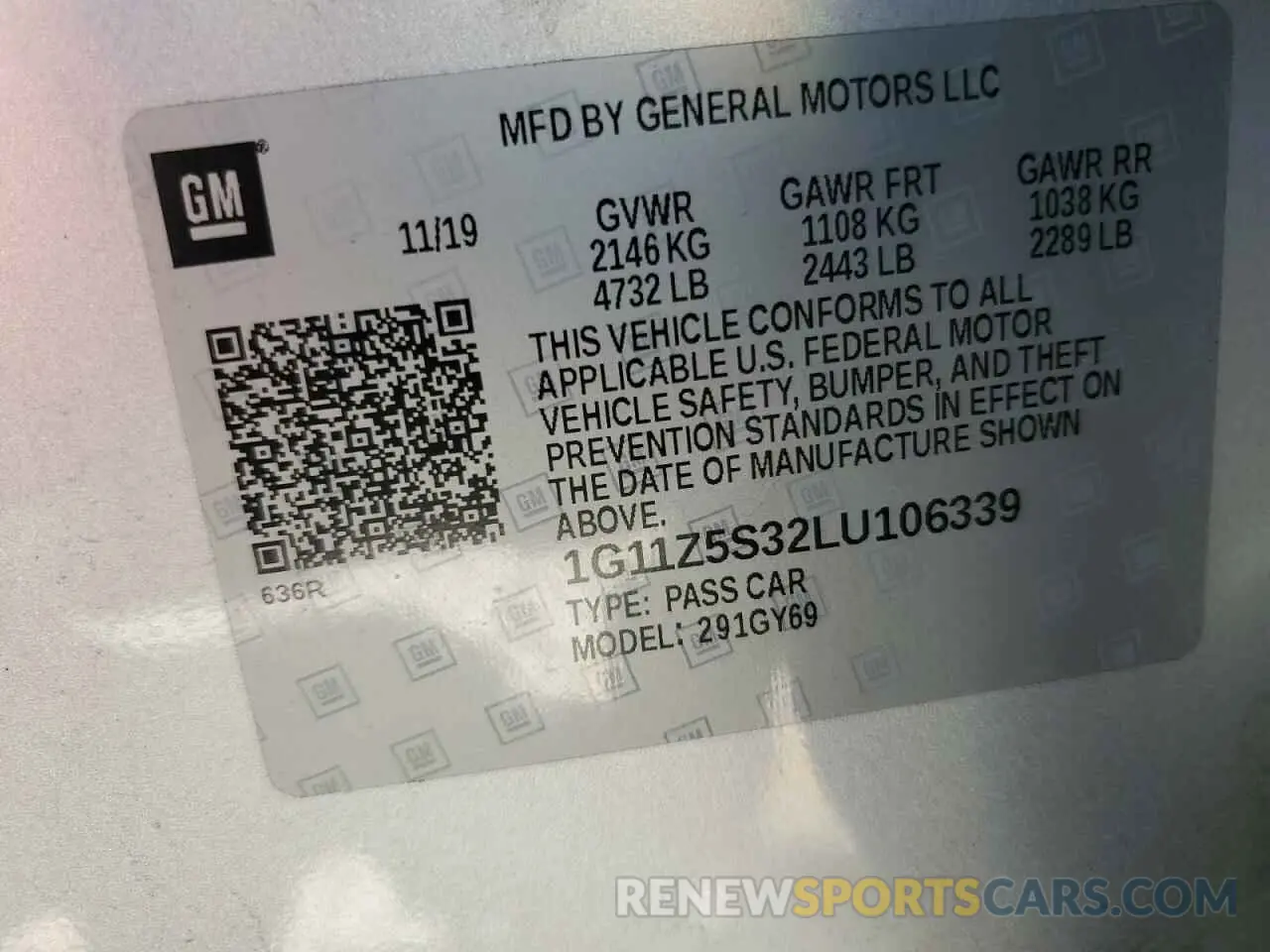 12 Photograph of a damaged car 1G11Z5S32LU106339 CHEVROLET IMPALA 2020