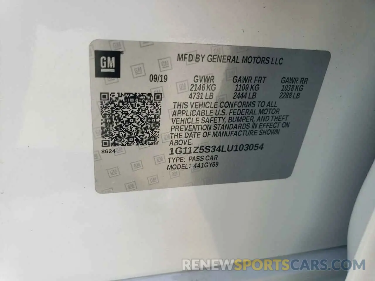 12 Photograph of a damaged car 1G11Z5S34LU103054 CHEVROLET IMPALA 2020