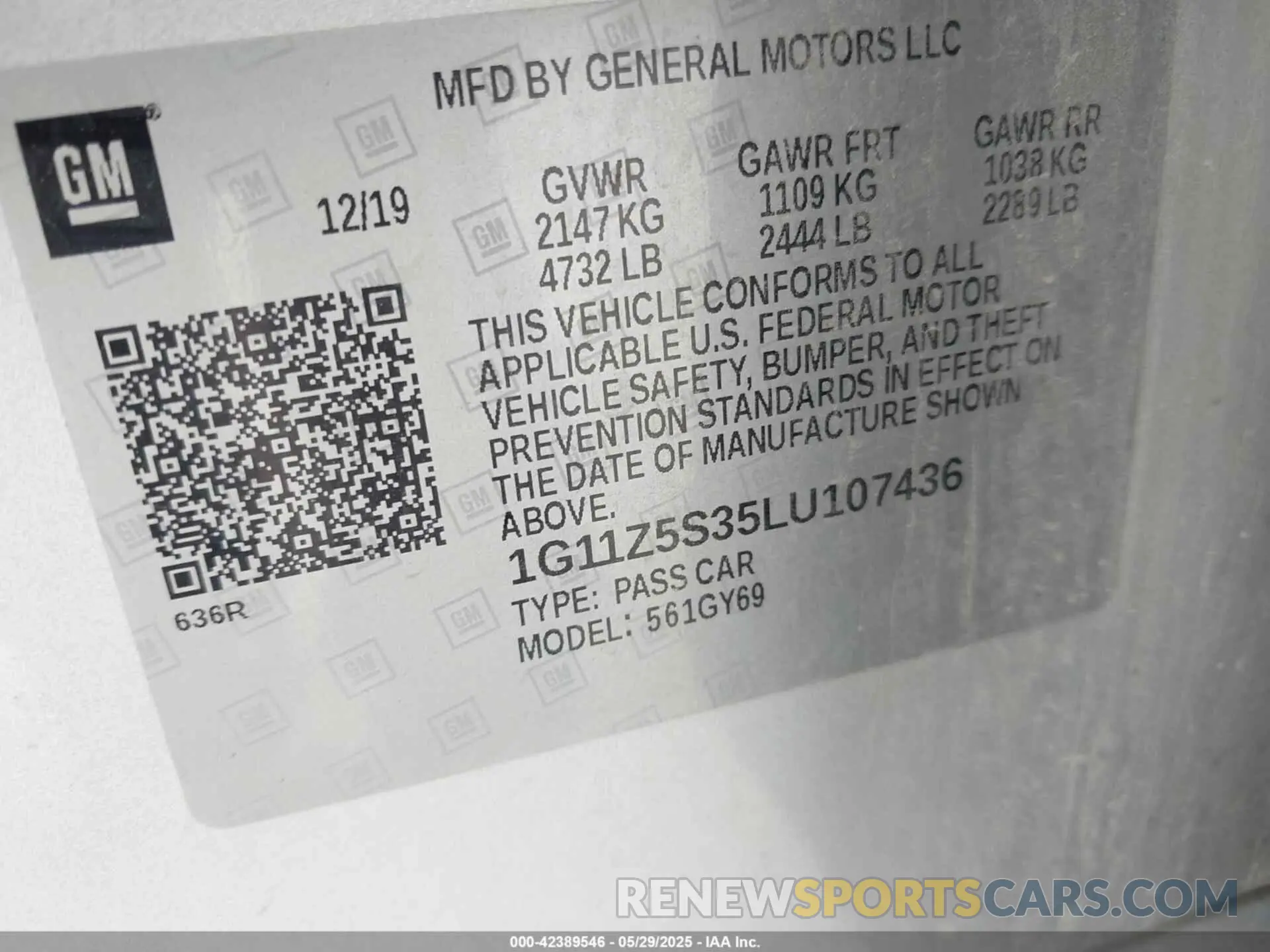 9 Photograph of a damaged car 1G11Z5S35LU107436 CHEVROLET IMPALA 2020