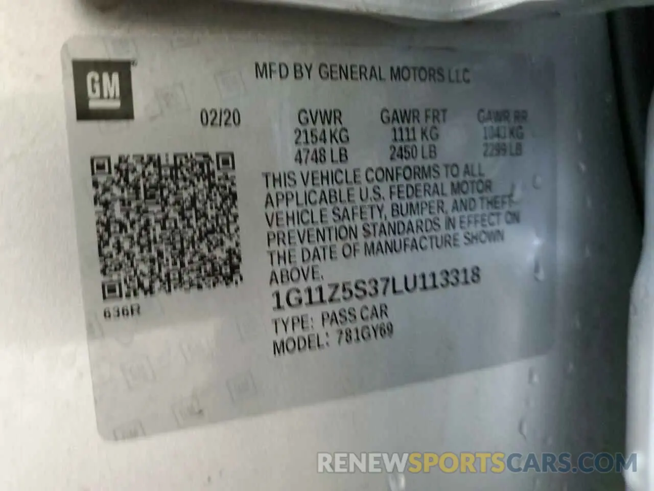 12 Photograph of a damaged car 1G11Z5S37LU113318 CHEVROLET IMPALA 2020