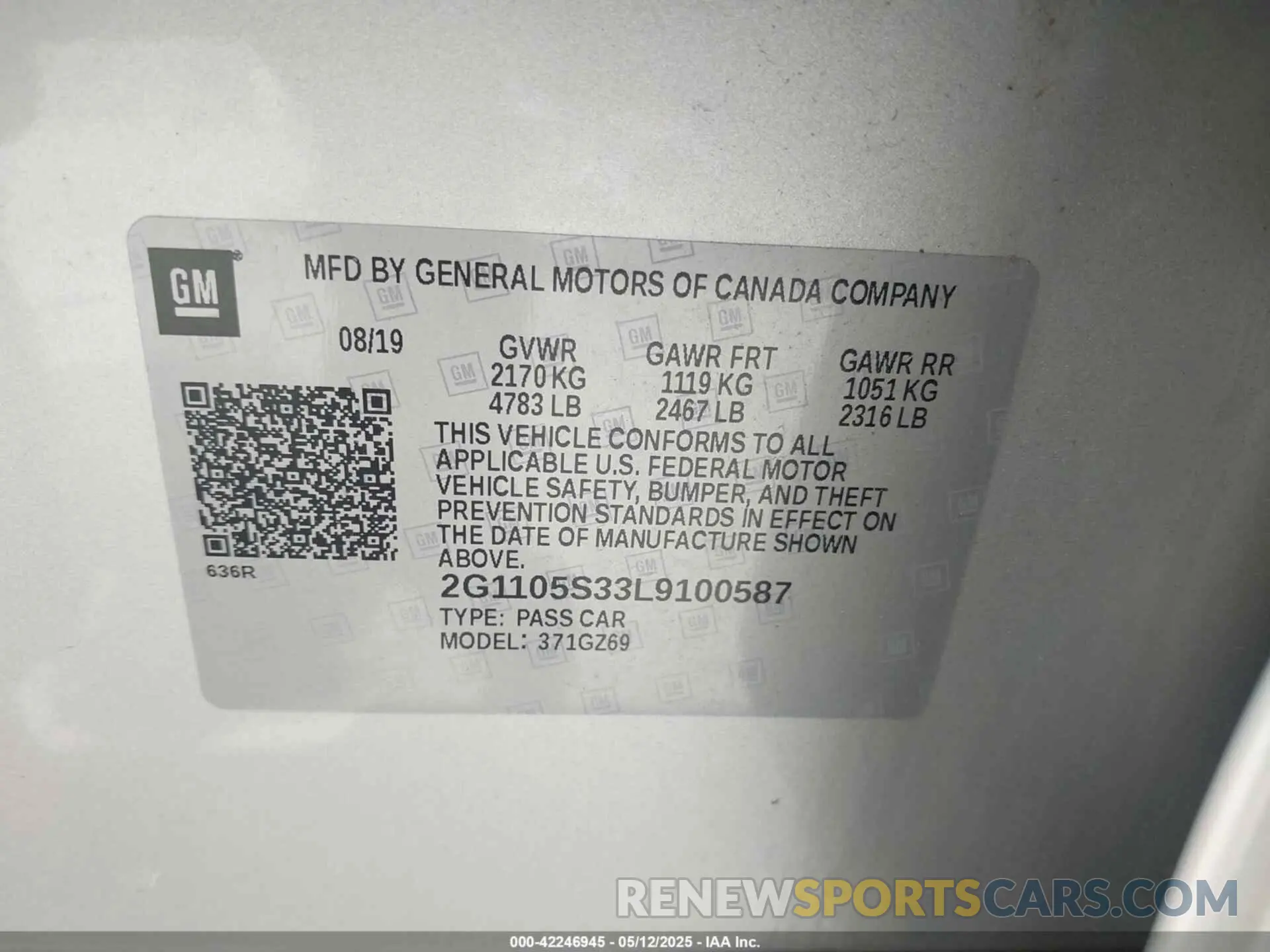 9 Photograph of a damaged car 2G1105S33L9100587 CHEVROLET IMPALA 2020