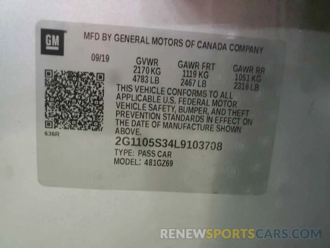 12 Photograph of a damaged car 2G1105S34L9103708 CHEVROLET IMPALA 2020