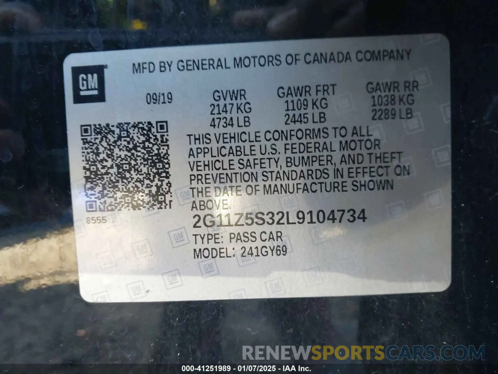 9 Photograph of a damaged car 2G11Z5S32L9104734 CHEVROLET IMPALA 2020