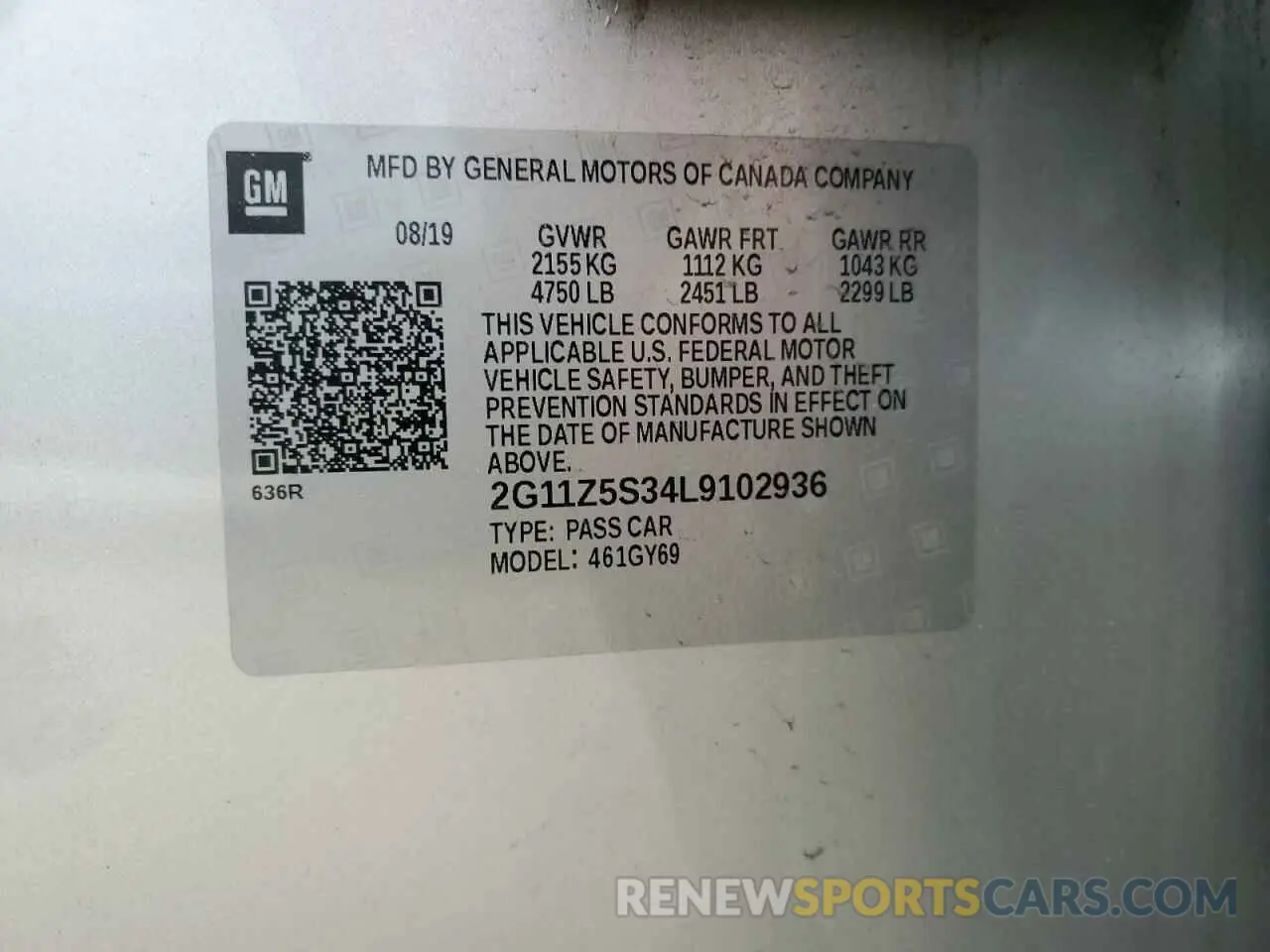 12 Photograph of a damaged car 2G11Z5S34L9102936 CHEVROLET IMPALA 2020