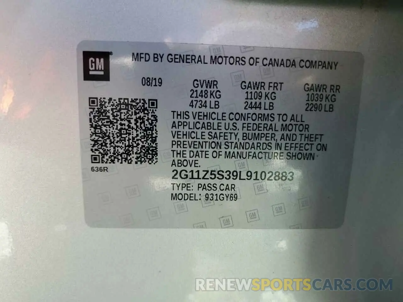 14 Photograph of a damaged car 2G11Z5S39L9102883 CHEVROLET IMPALA 2020