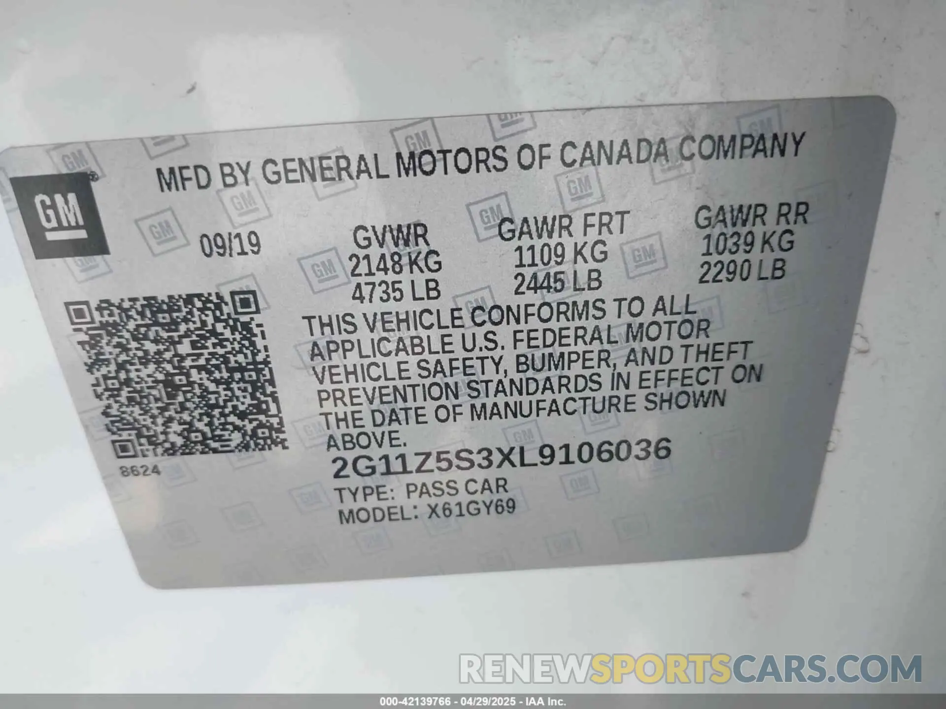 9 Photograph of a damaged car 2G11Z5S3XL9106036 CHEVROLET IMPALA 2020
