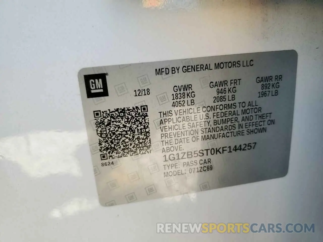 12 Photograph of a damaged car 1G1ZB5ST0KF144257 CHEVROLET MALIBU 2019