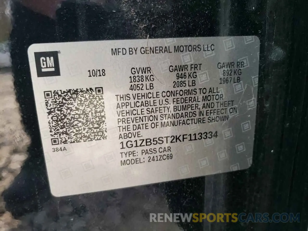 12 Photograph of a damaged car 1G1ZB5ST2KF113334 CHEVROLET MALIBU 2019