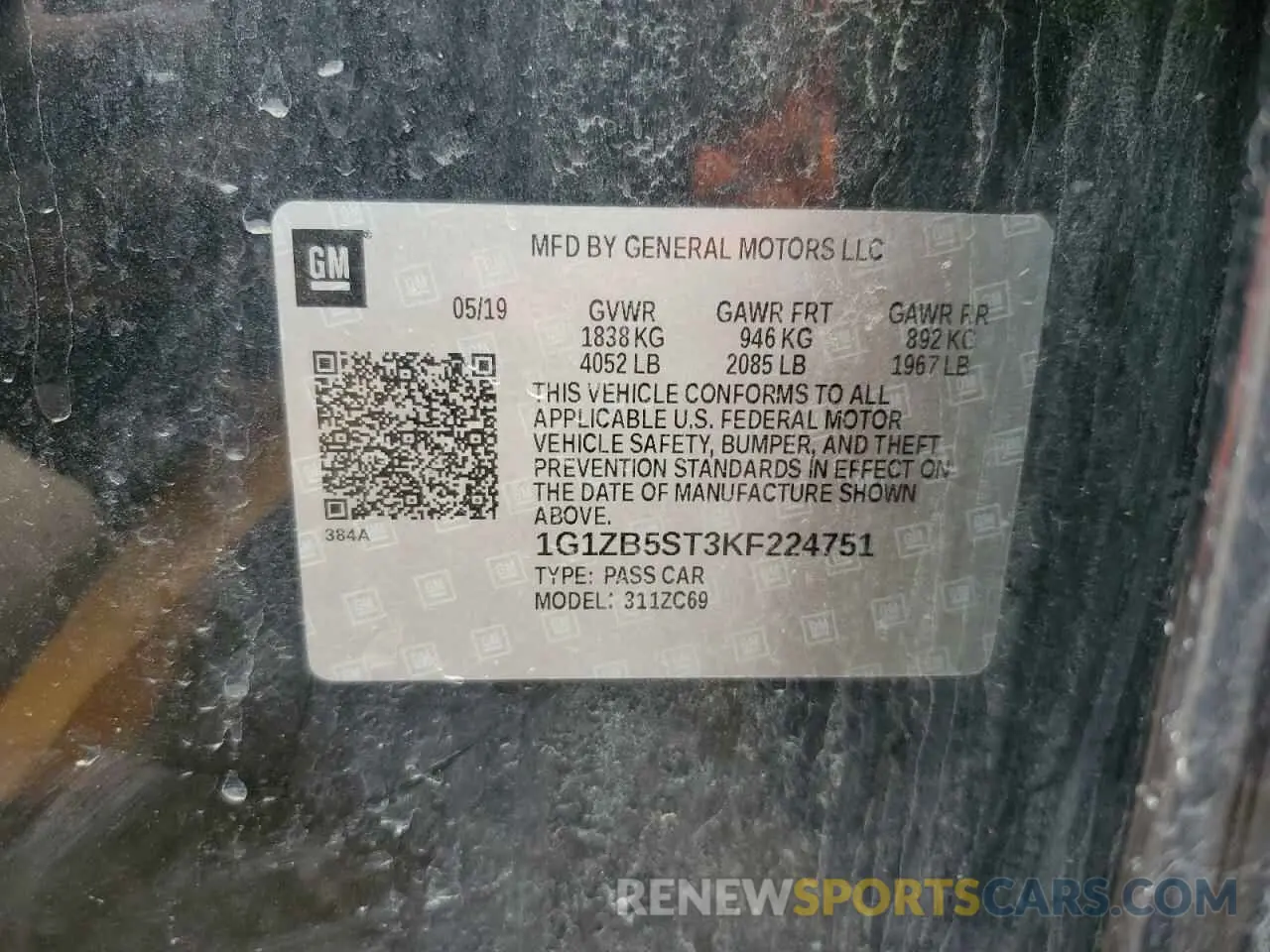 15 Photograph of a damaged car 1G1ZB5ST3KF224751 CHEVROLET MALIBU 2019