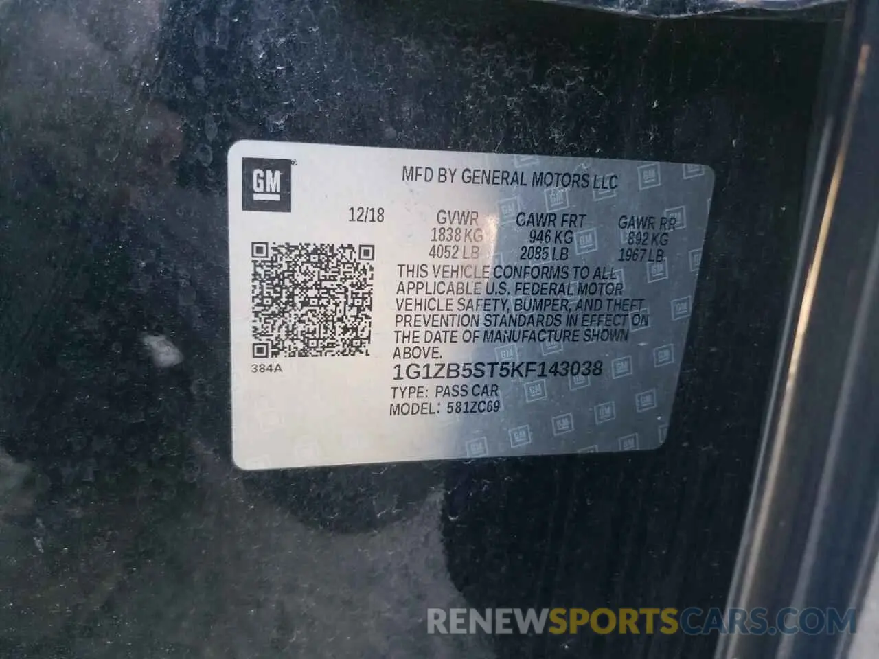 13 Photograph of a damaged car 1G1ZB5ST5KF143038 CHEVROLET MALIBU 2019