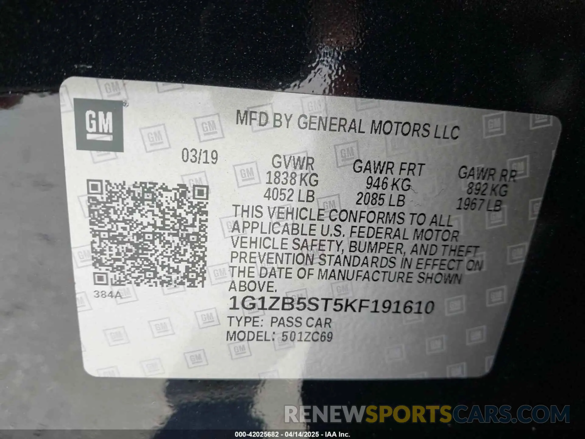 9 Photograph of a damaged car 1G1ZB5ST5KF191610 CHEVROLET MALIBU 2019
