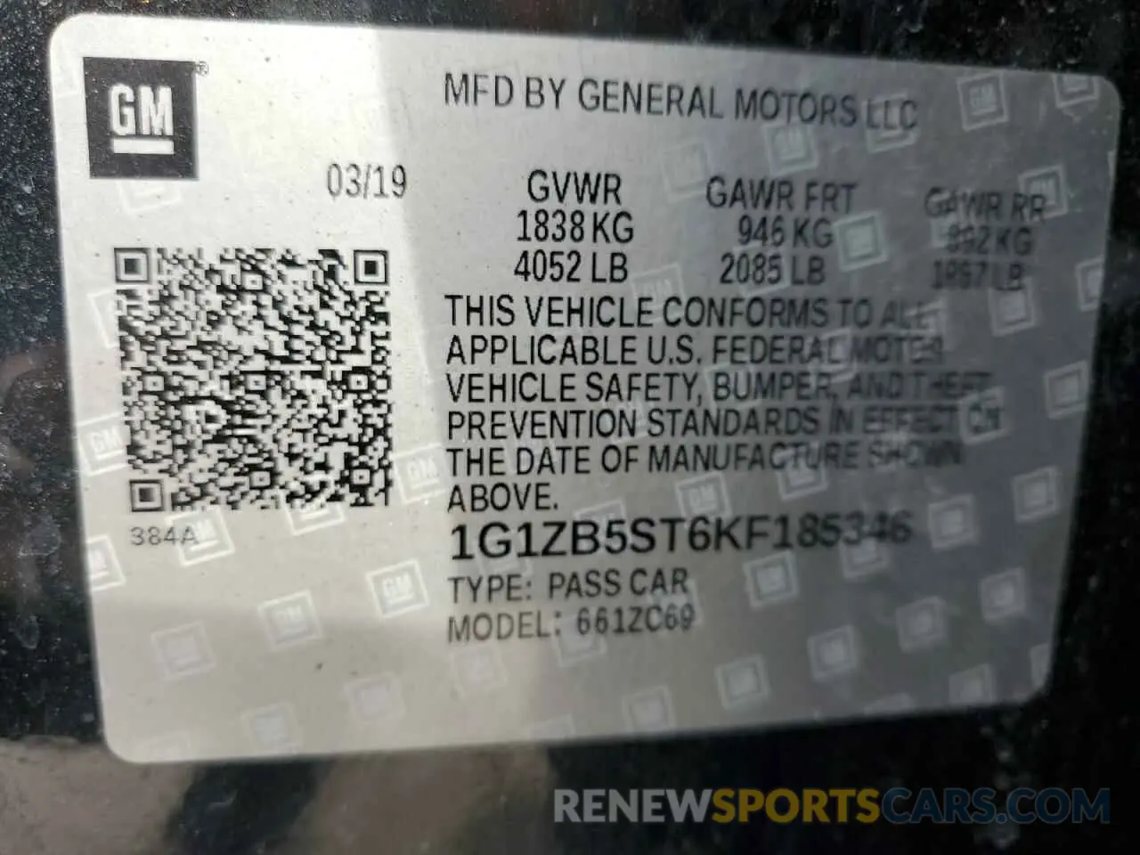 14 Photograph of a damaged car 1G1ZB5ST6KF185346 CHEVROLET MALIBU 2019