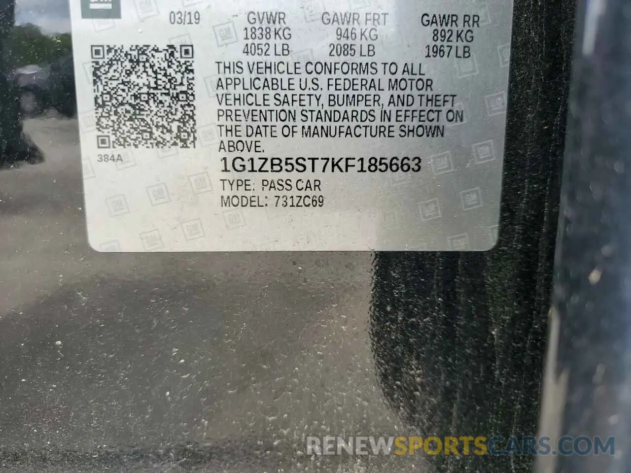12 Photograph of a damaged car 1G1ZB5ST7KF185663 CHEVROLET MALIBU 2019