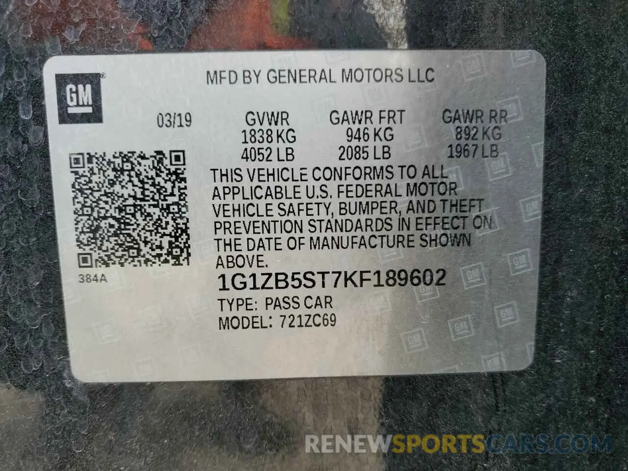 12 Photograph of a damaged car 1G1ZB5ST7KF189602 CHEVROLET MALIBU 2019