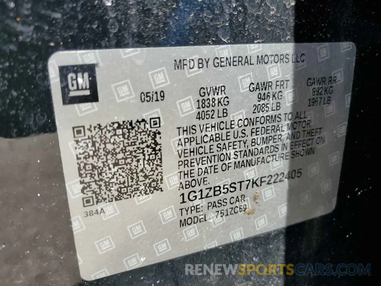 13 Photograph of a damaged car 1G1ZB5ST7KF222405 CHEVROLET MALIBU 2019