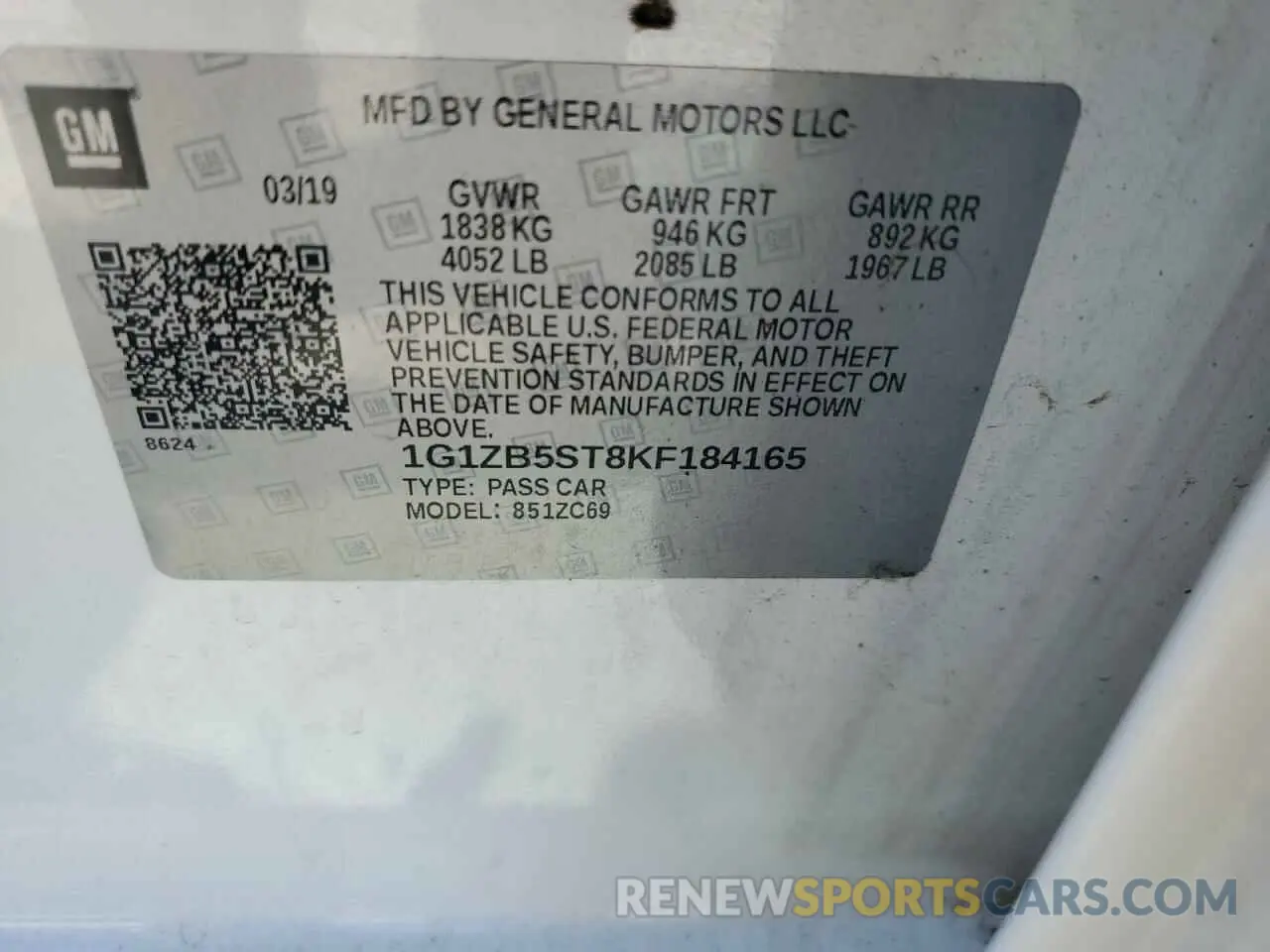 13 Photograph of a damaged car 1G1ZB5ST8KF184165 CHEVROLET MALIBU 2019