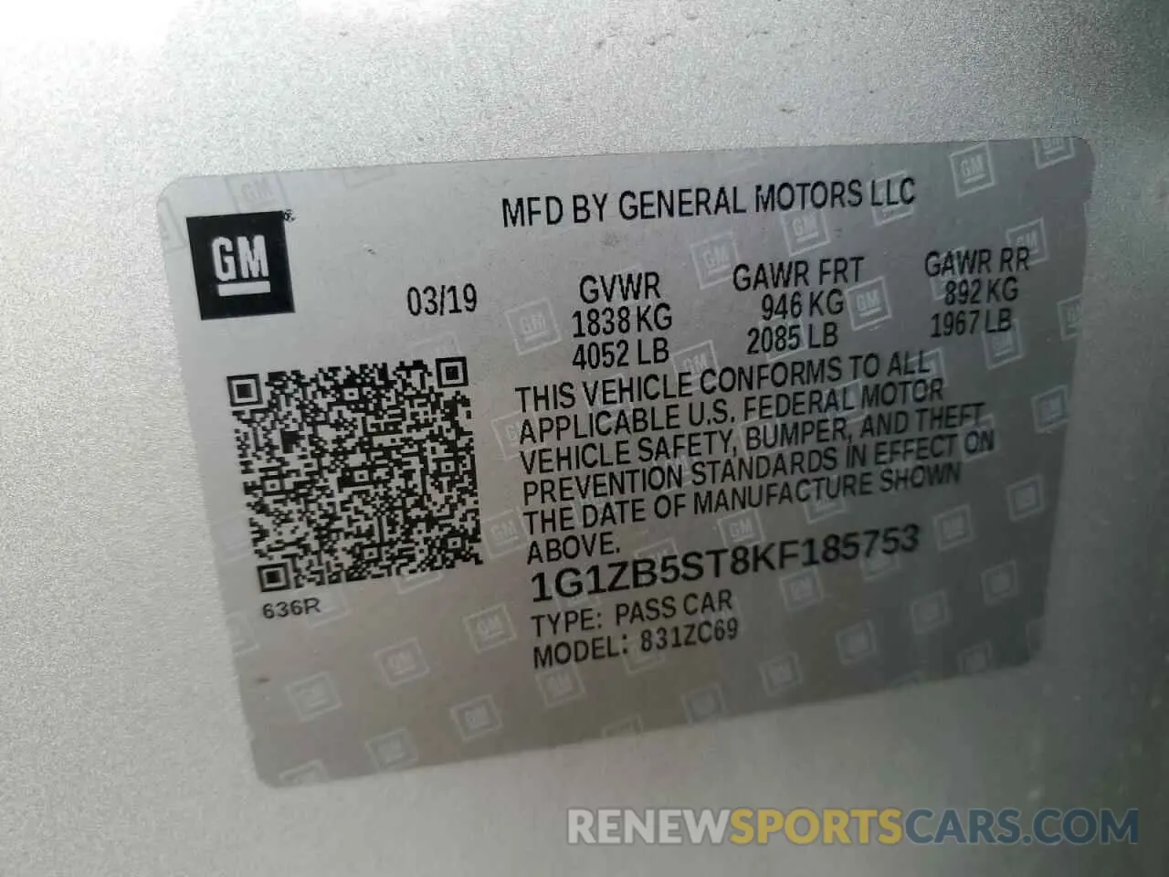12 Photograph of a damaged car 1G1ZB5ST8KF185753 CHEVROLET MALIBU 2019