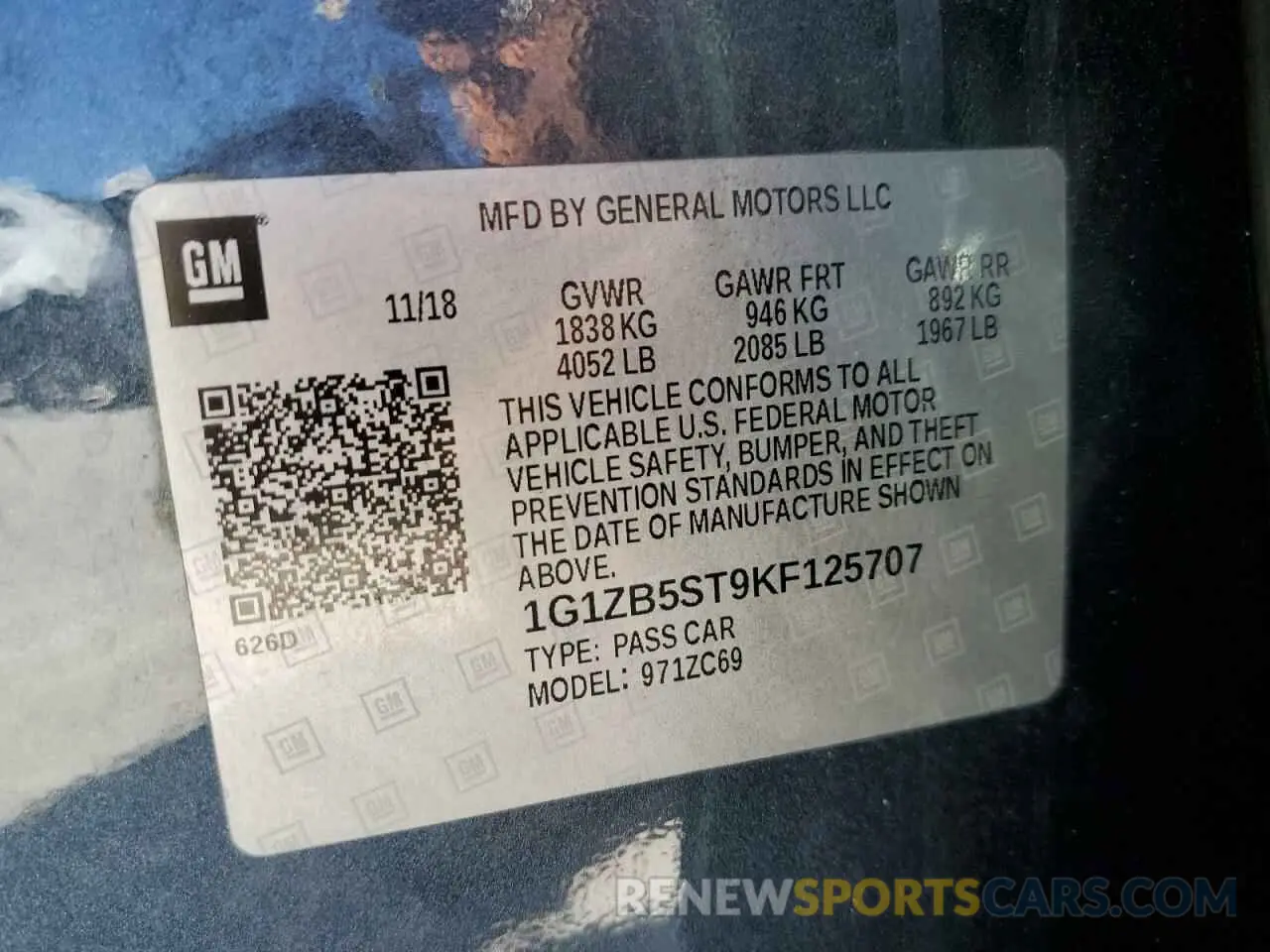 14 Photograph of a damaged car 1G1ZB5ST9KF125707 CHEVROLET MALIBU 2019