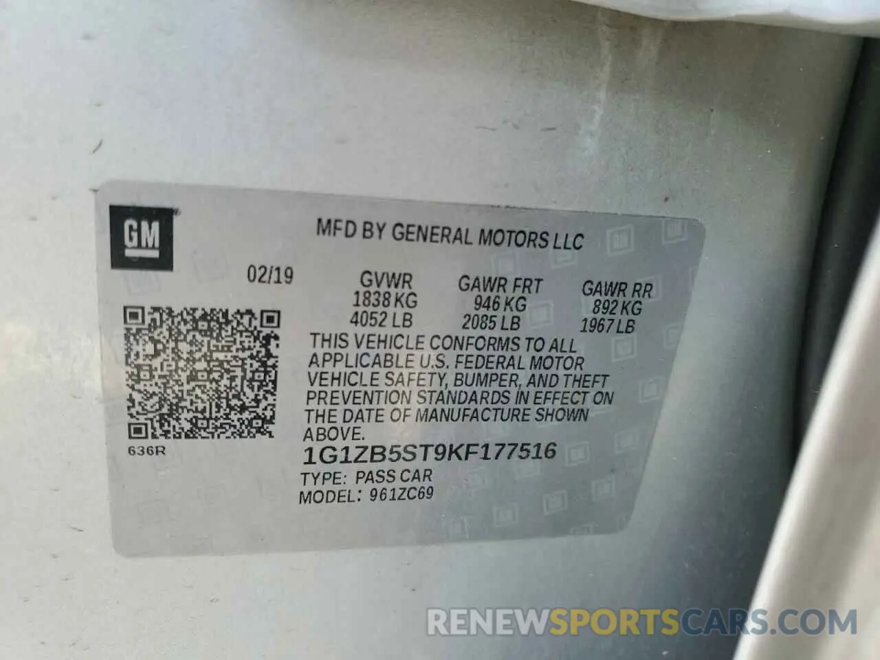 12 Photograph of a damaged car 1G1ZB5ST9KF177516 CHEVROLET MALIBU 2019