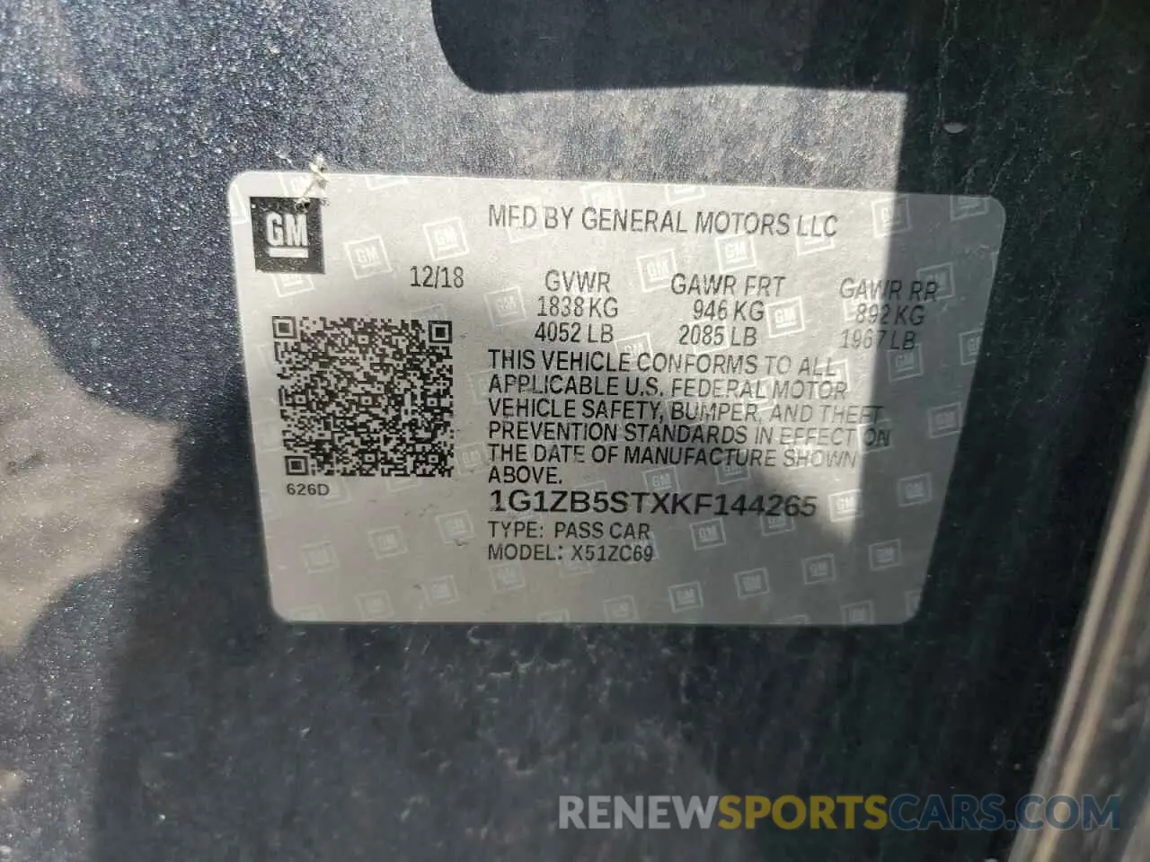 12 Photograph of a damaged car 1G1ZB5STXKF144265 CHEVROLET MALIBU 2019