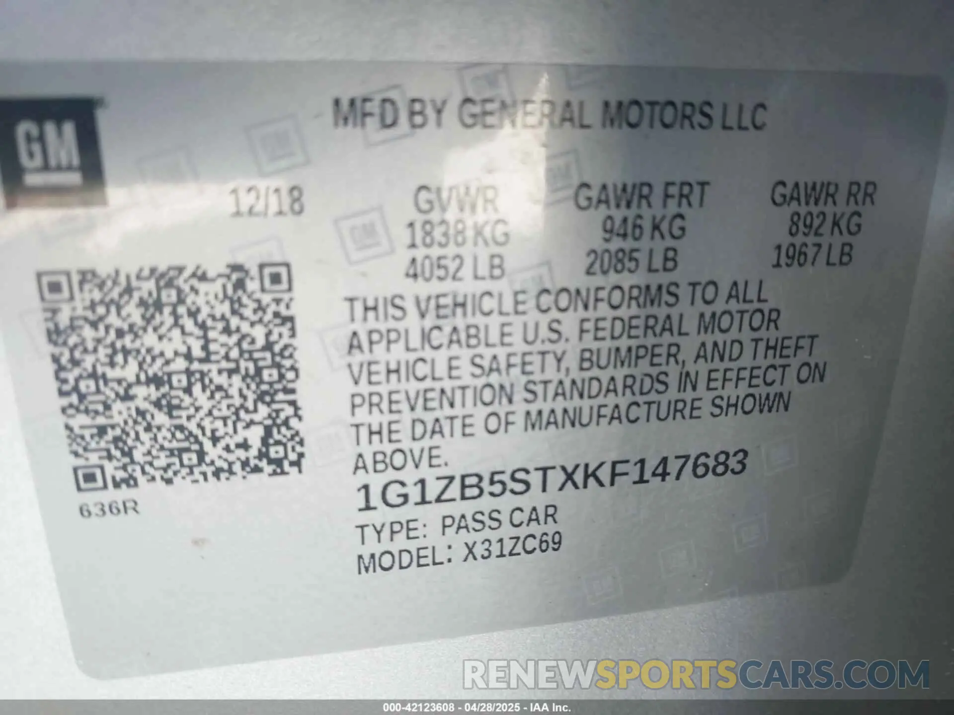 9 Photograph of a damaged car 1G1ZB5STXKF147683 CHEVROLET MALIBU 2019