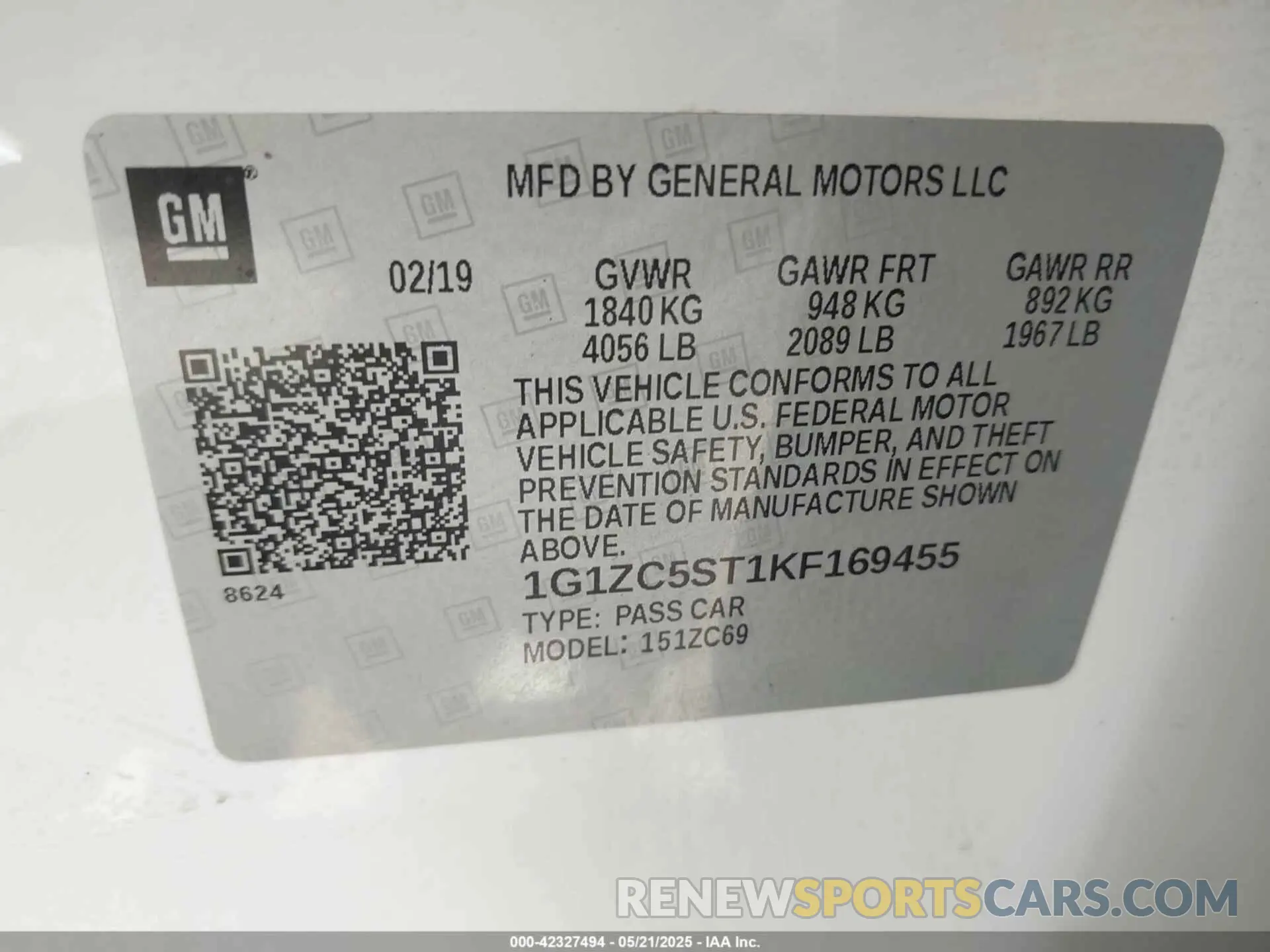 9 Photograph of a damaged car 1G1ZC5ST1KF169455 CHEVROLET MALIBU 2019