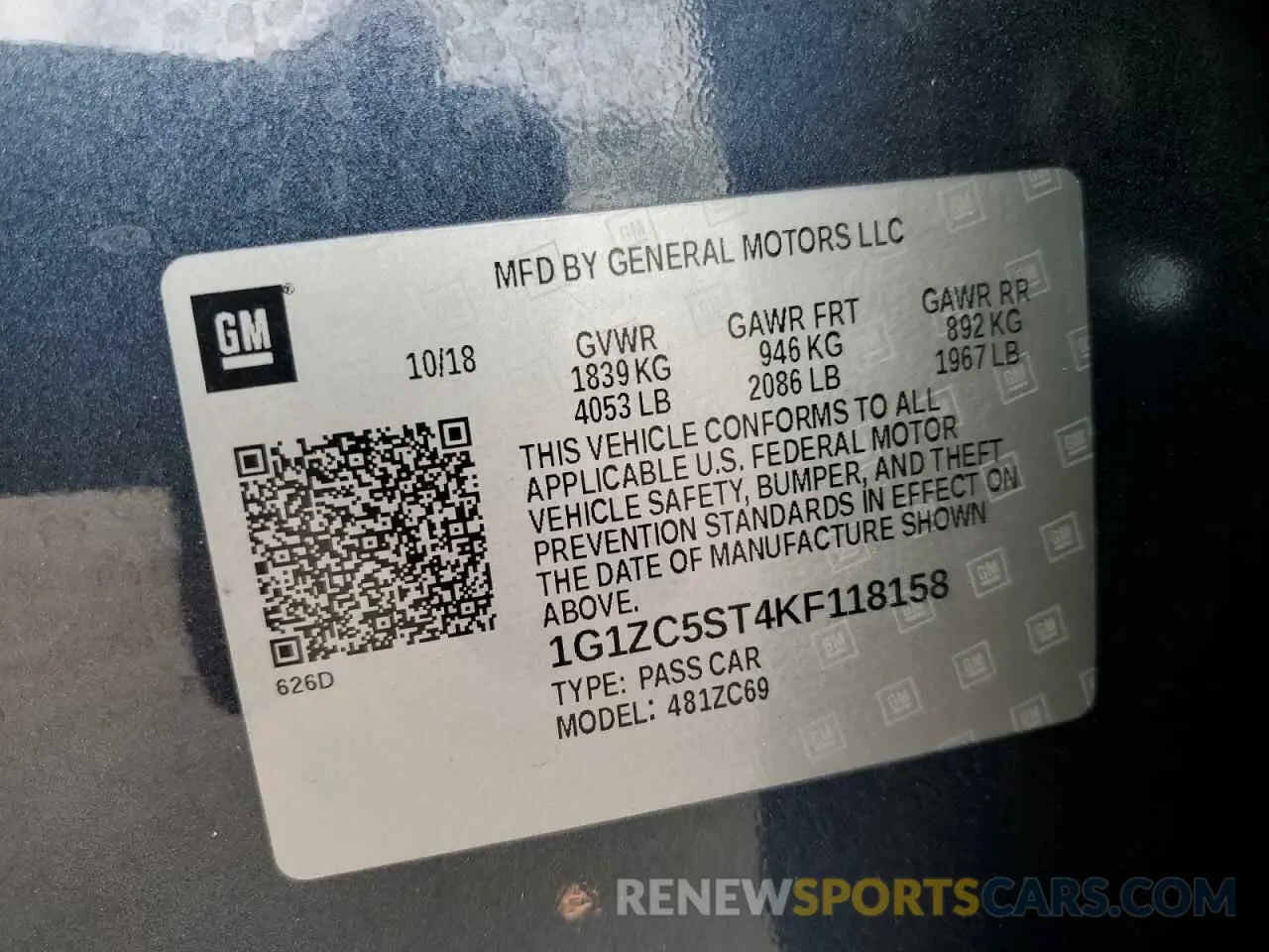 12 Photograph of a damaged car 1G1ZC5ST4KF118158 CHEVROLET MALIBU 2019