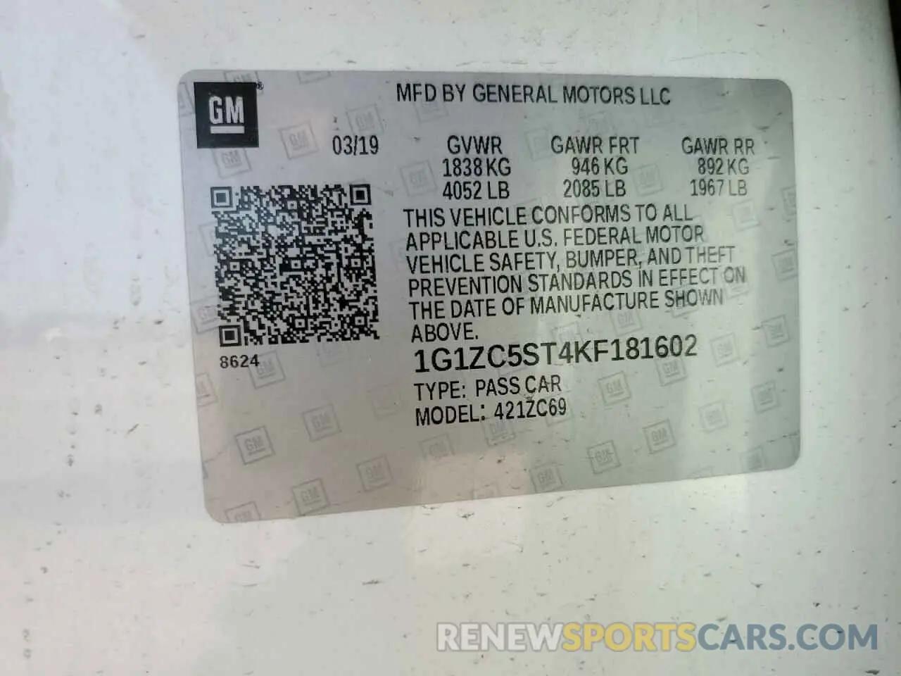 12 Photograph of a damaged car 1G1ZC5ST4KF181602 CHEVROLET MALIBU 2019