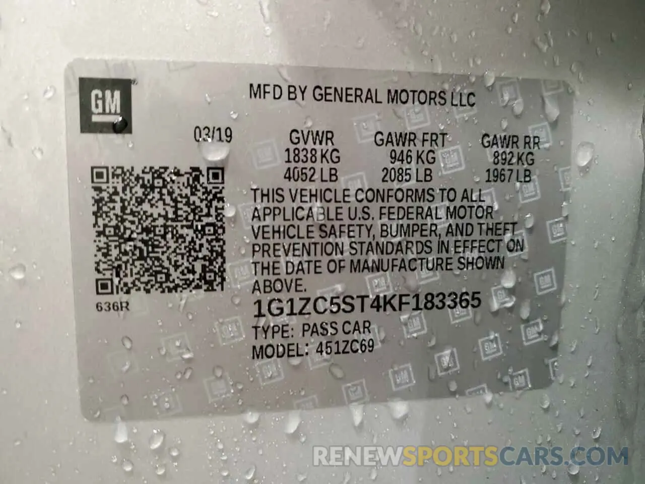 12 Photograph of a damaged car 1G1ZC5ST4KF183365 CHEVROLET MALIBU 2019