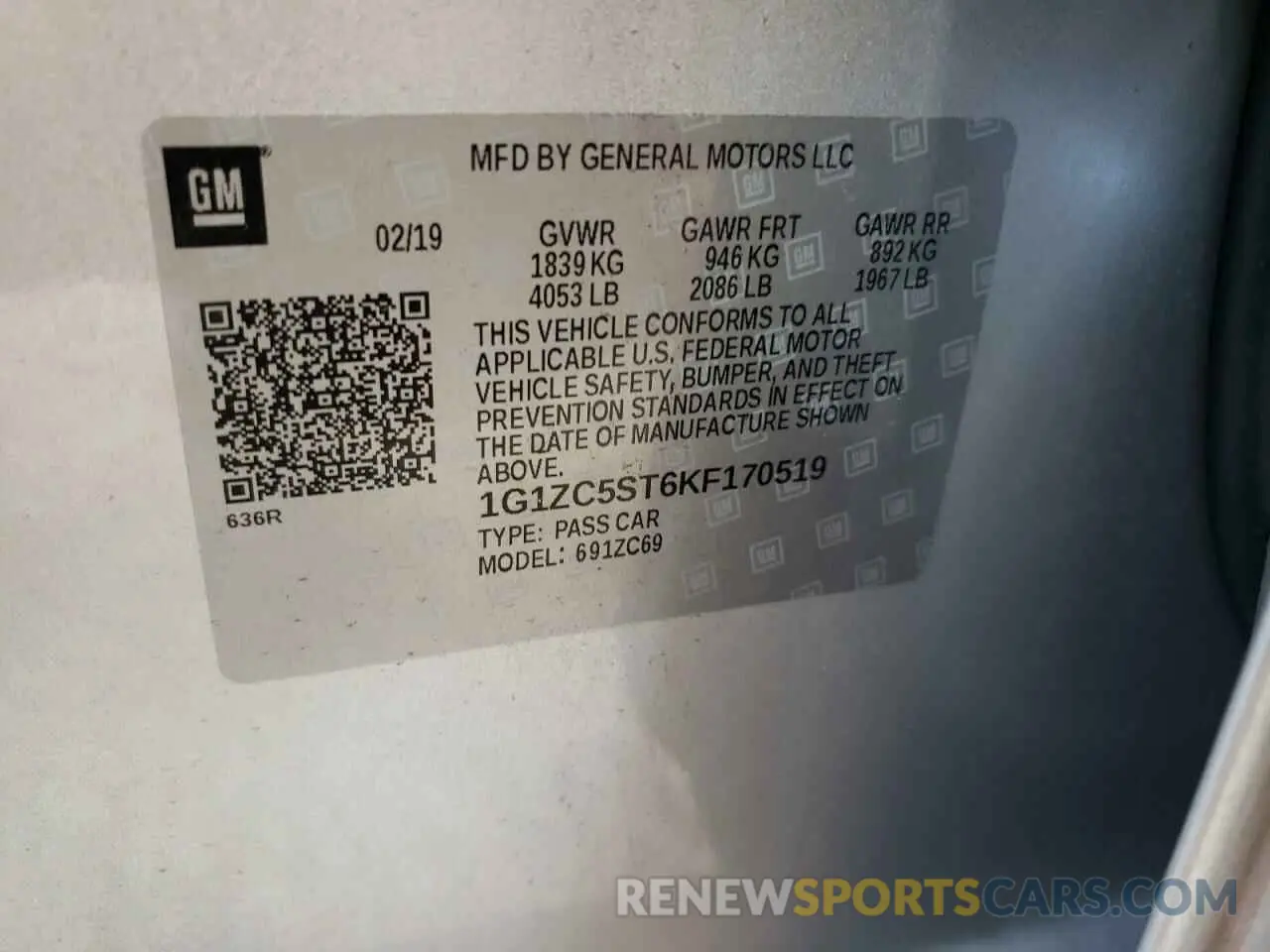 12 Photograph of a damaged car 1G1ZC5ST6KF170519 CHEVROLET MALIBU 2019