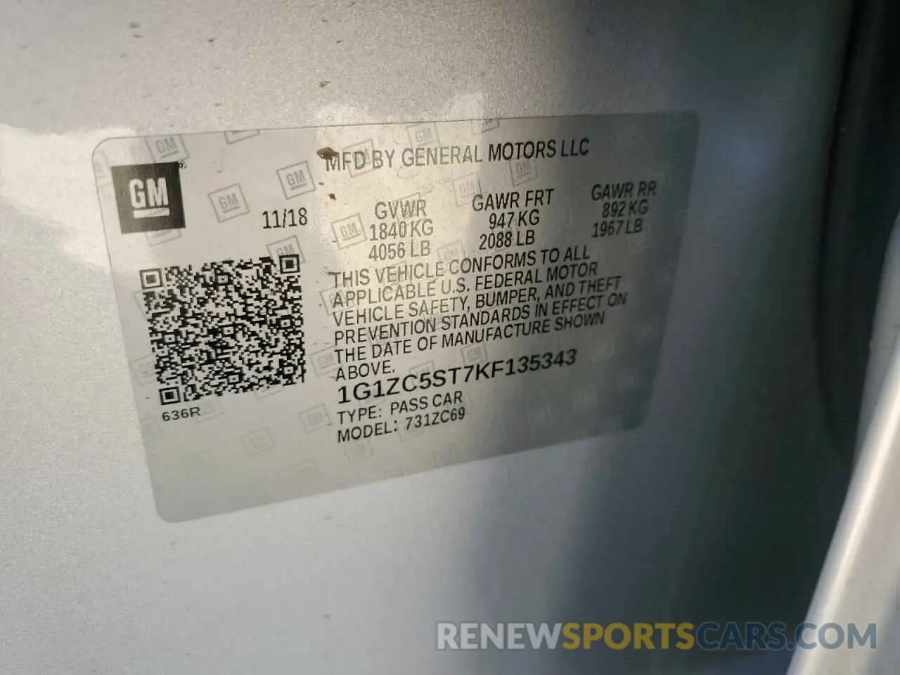 12 Photograph of a damaged car 1G1ZC5ST7KF135343 CHEVROLET MALIBU 2019