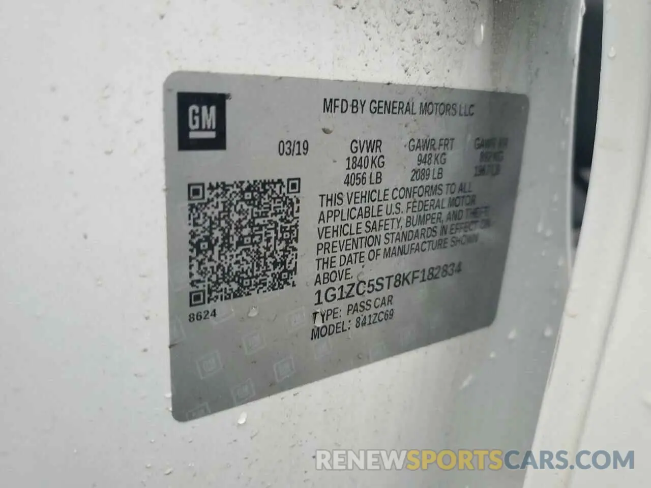 12 Photograph of a damaged car 1G1ZC5ST8KF182834 CHEVROLET MALIBU 2019