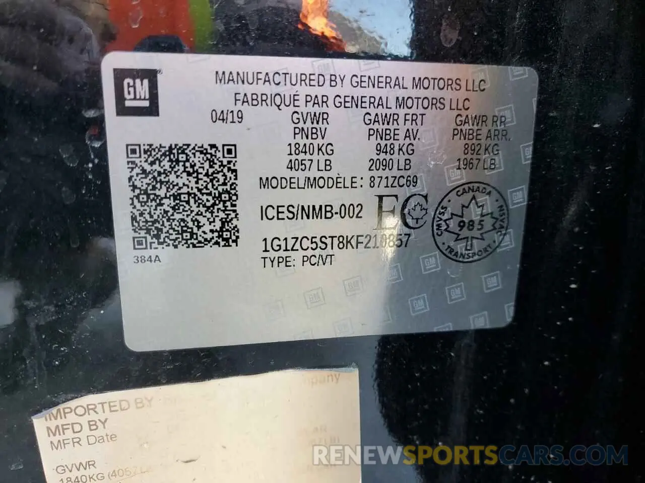 14 Photograph of a damaged car 1G1ZC5ST8KF210857 CHEVROLET MALIBU 2019