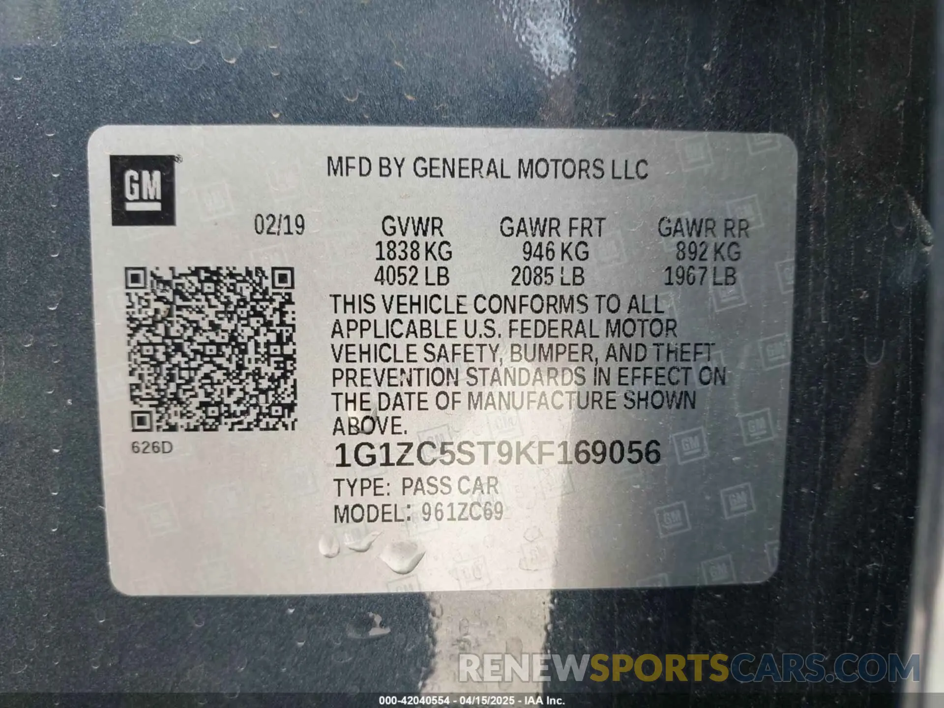 9 Photograph of a damaged car 1G1ZC5ST9KF169056 CHEVROLET MALIBU 2019